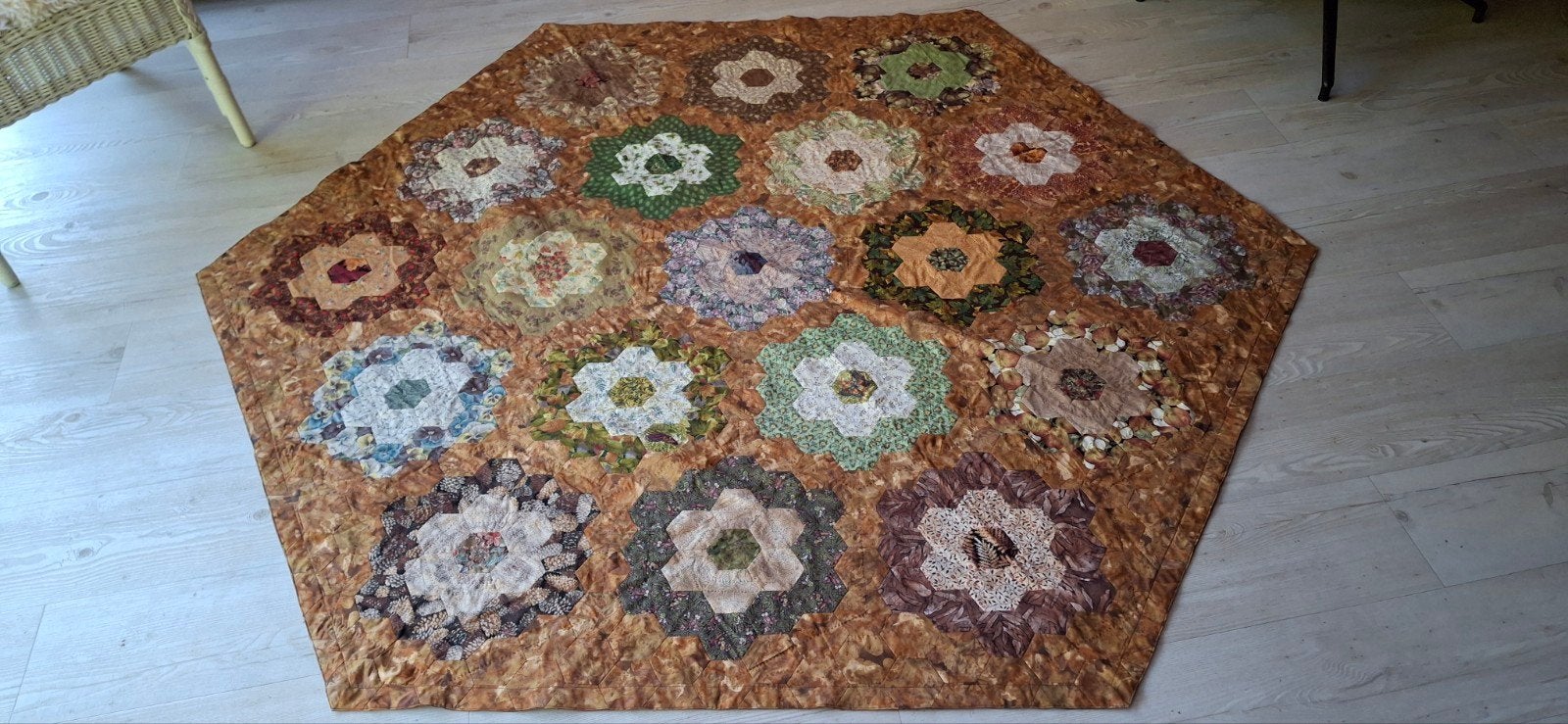 Patchwork quilt kleed 6-hoekig., Ophalen of Verzenden, Zo goed als nieuw