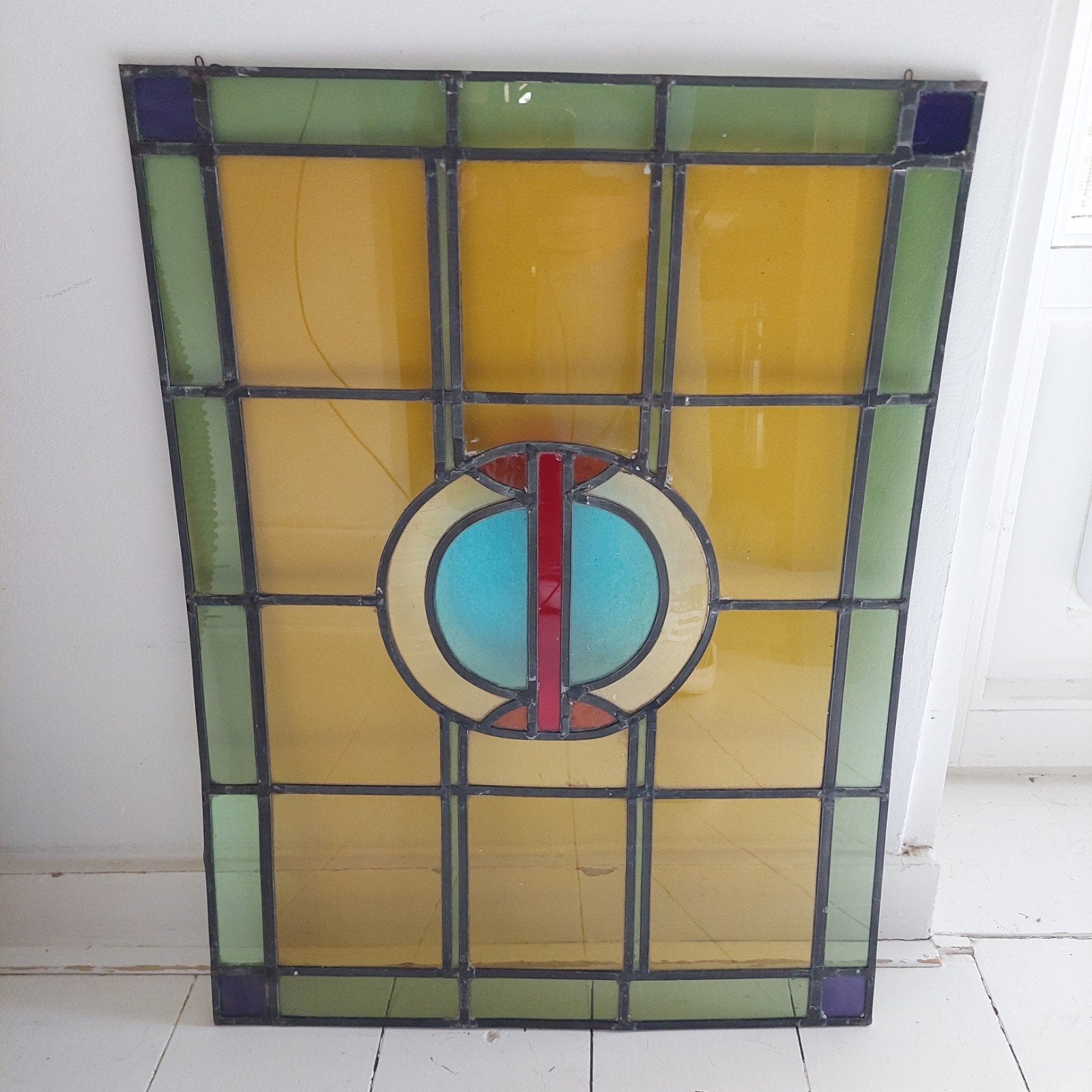 Glas in lood raam  44.70x59,50., Doe-het-zelf en Verbouw, Glas en Ramen, Ophalen, Minder dan 80 cm, Glas in lood, Minder dan 80 cm