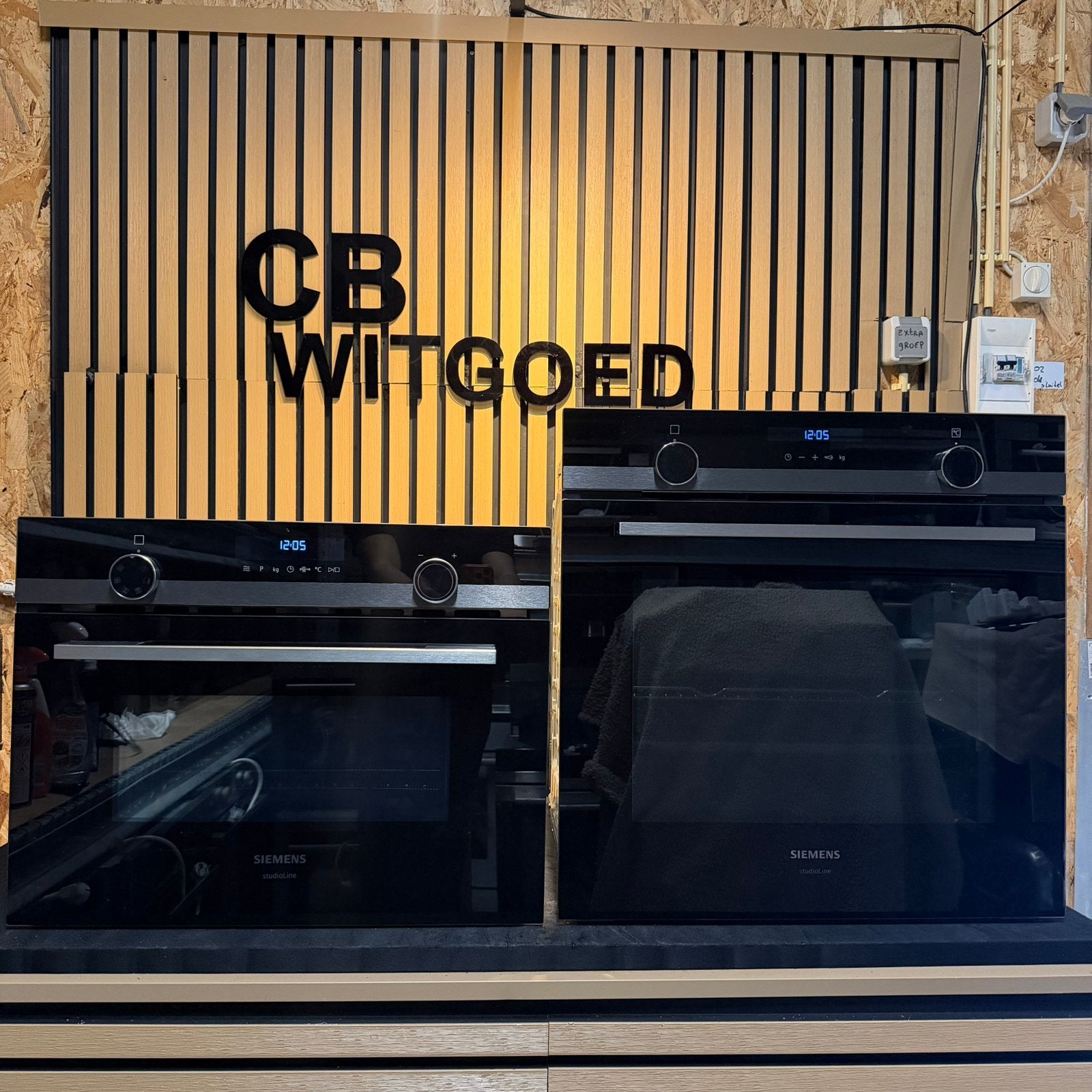 Luxe set Siemens studioline Blacksteel combi oven-solo oven, Ophalen, 45 tot 50 cm, Siemens, Zo goed als nieuw