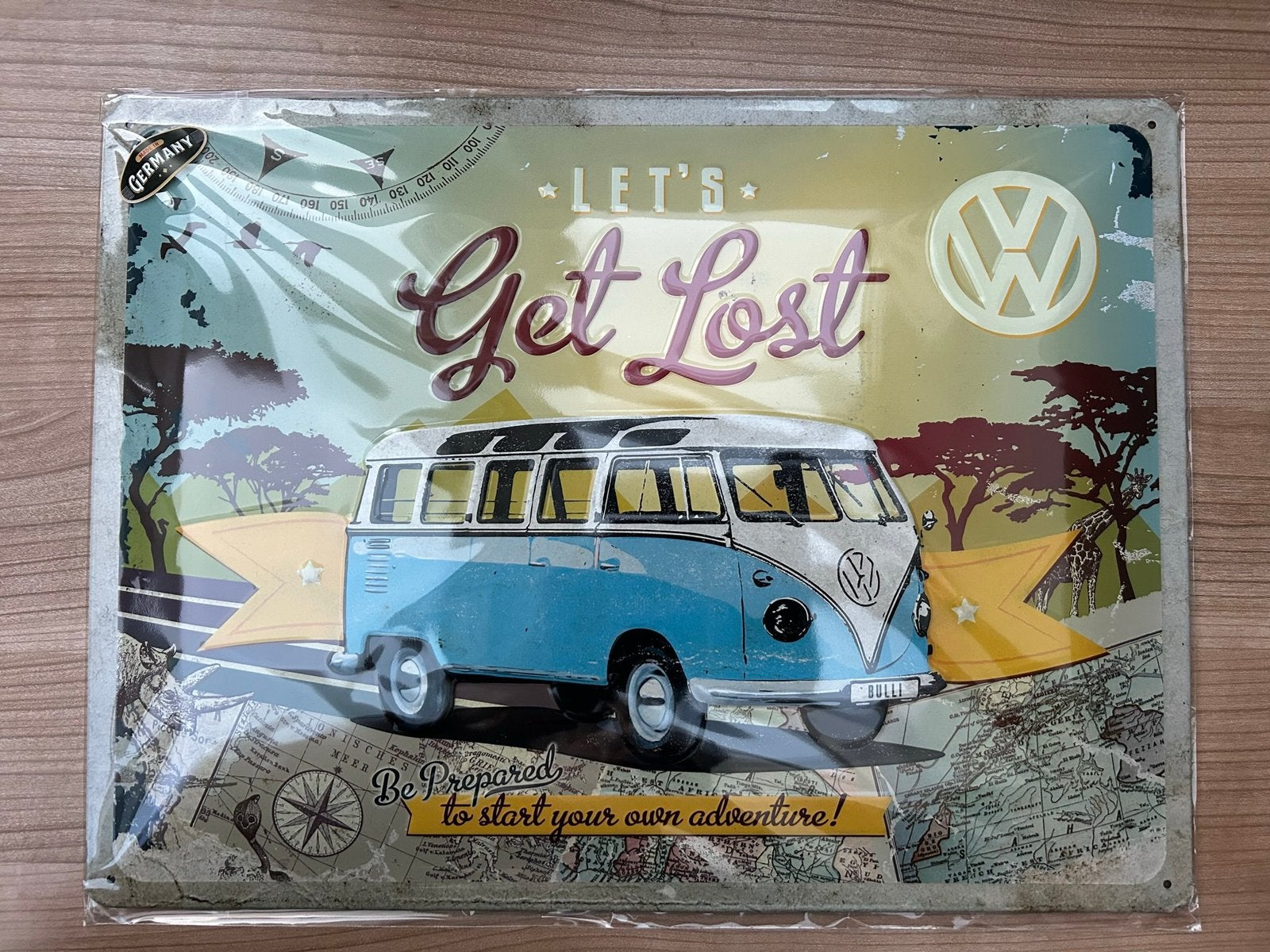 Volkswagen spijlbus Transporter camper wandbord reclamebord, Ophalen of Verzenden, Nieuw, Reclamebord