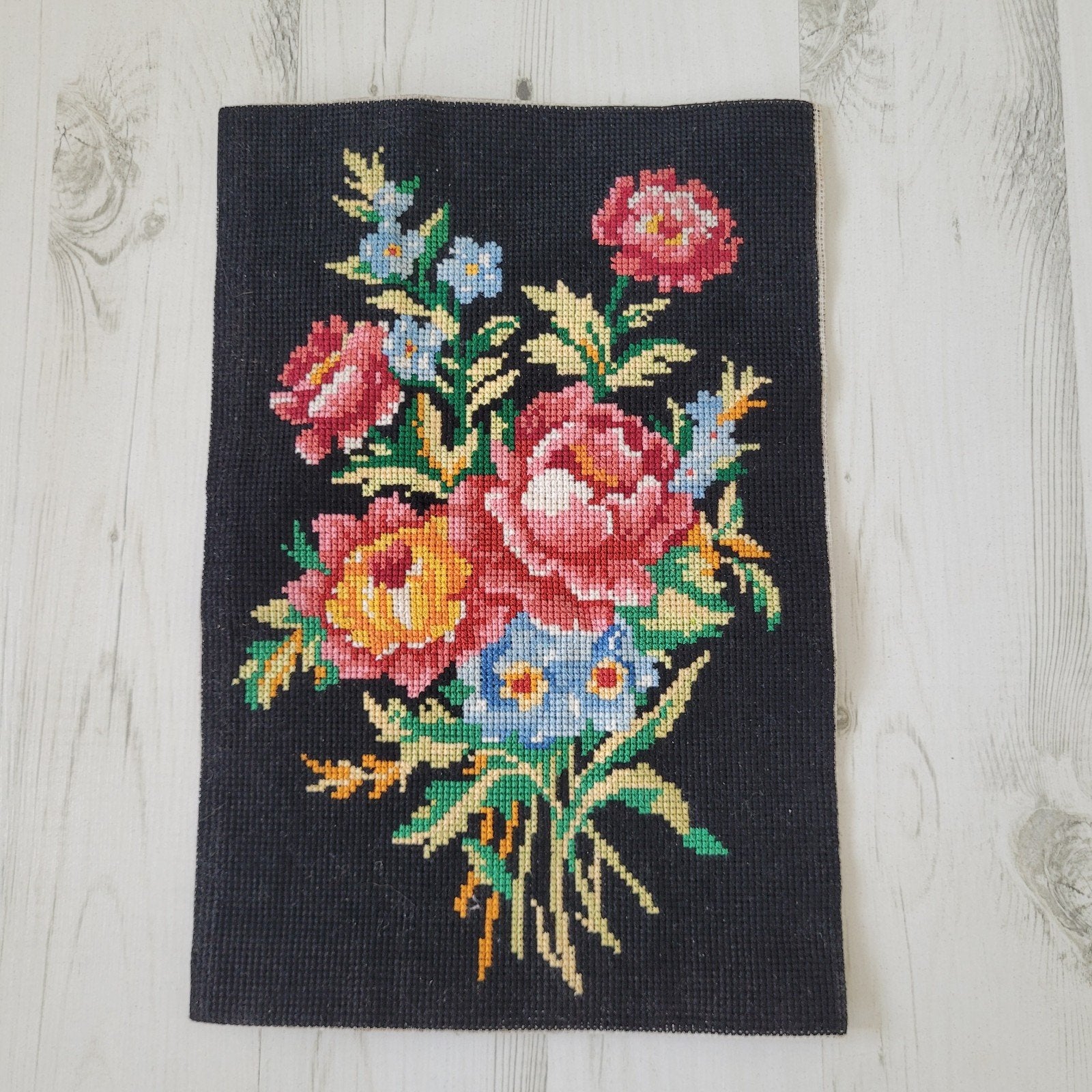 Borduurwek naaldwerk paneel bloemen zonder lijst Margot FR, Ophalen of Verzenden, Zo goed als nieuw, Natuurlijk materiaal, Overige typen
