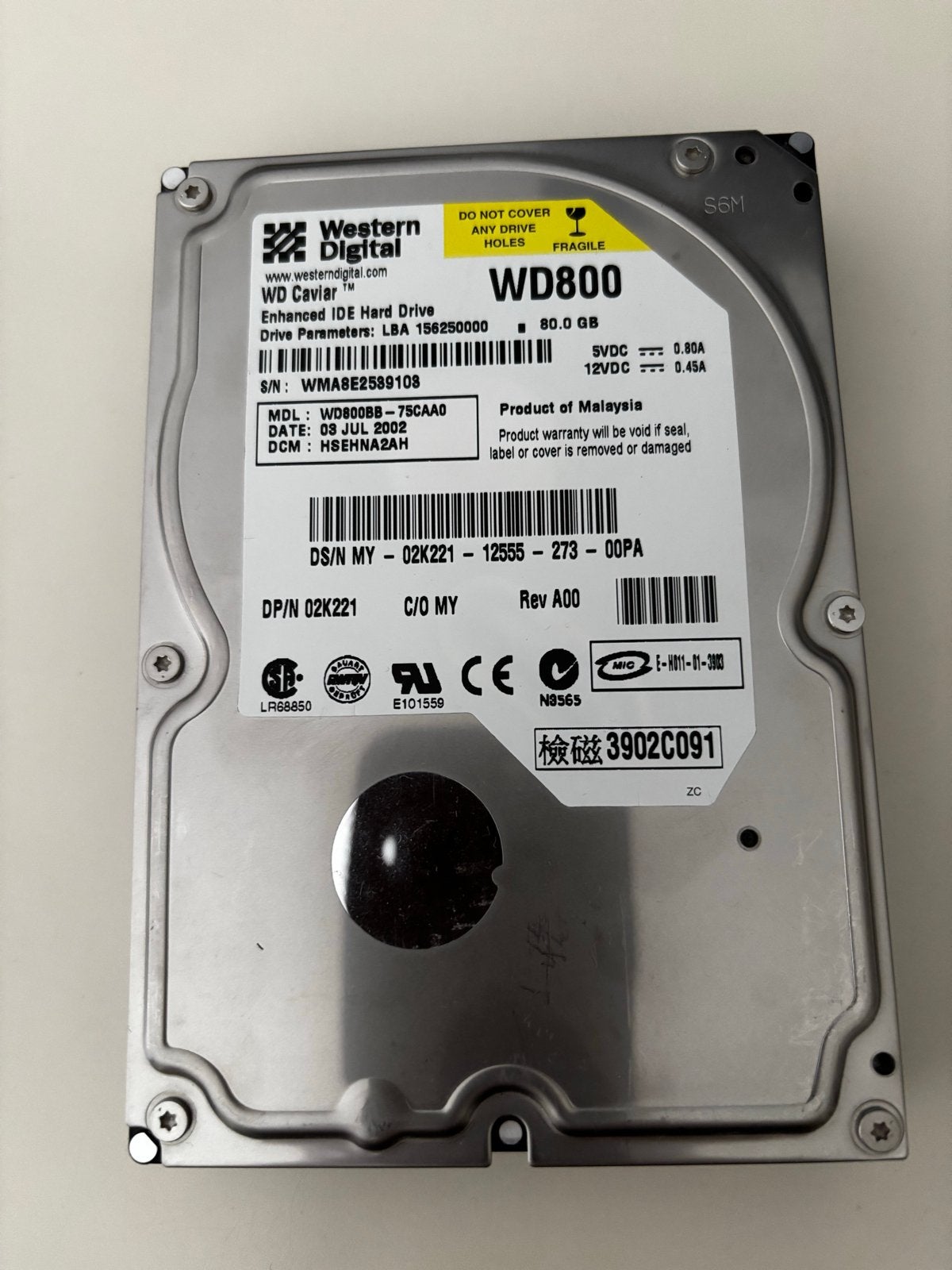 Western Digital WD800BB 80GB IDE Harde Schijf, Computers en Software, Harde schijven, Ophalen, Intern, Gebruikt, HDD