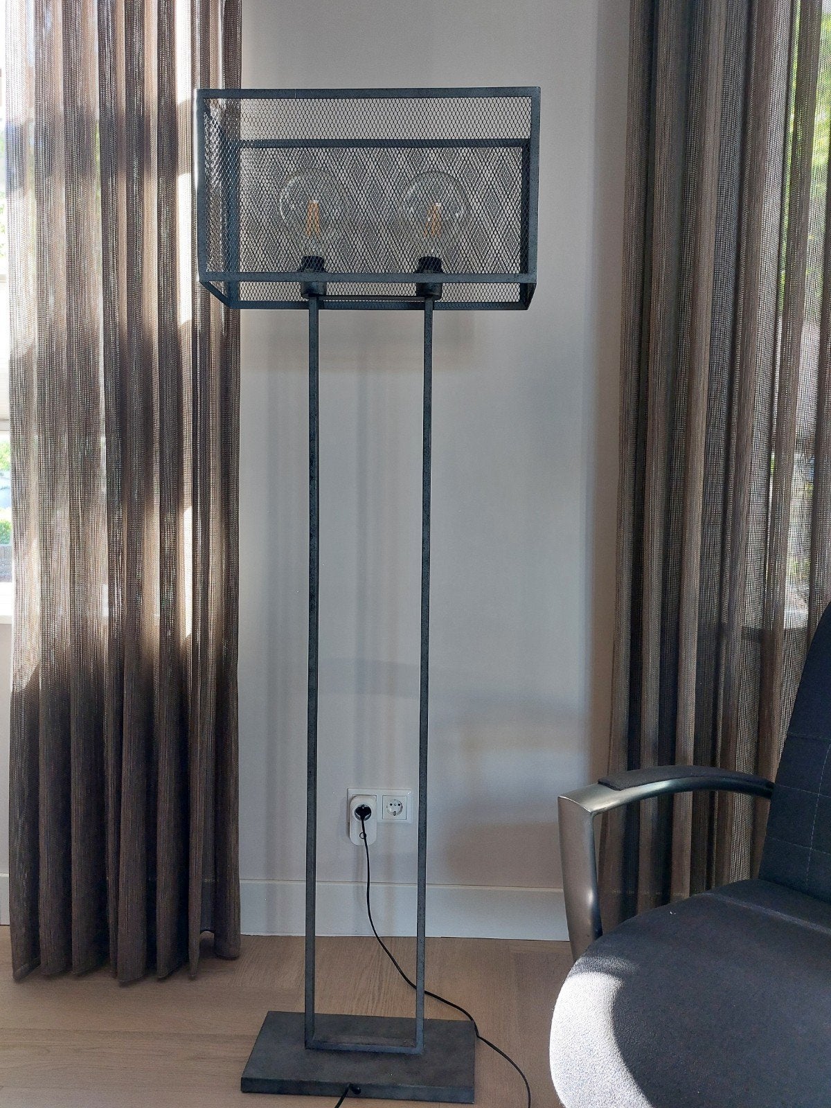 Industriële hanglamp 2x, tafellamp en vloerlampen, Overige merken, Gebruikt, Grijs, Industrieel