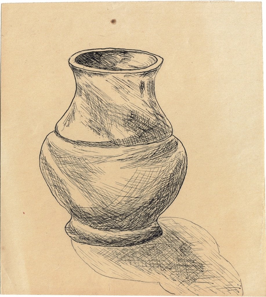 Maker onbekend "Vaas", inkttekening, circa 1940, Ophalen, Tekening, Pentekening, Origineel