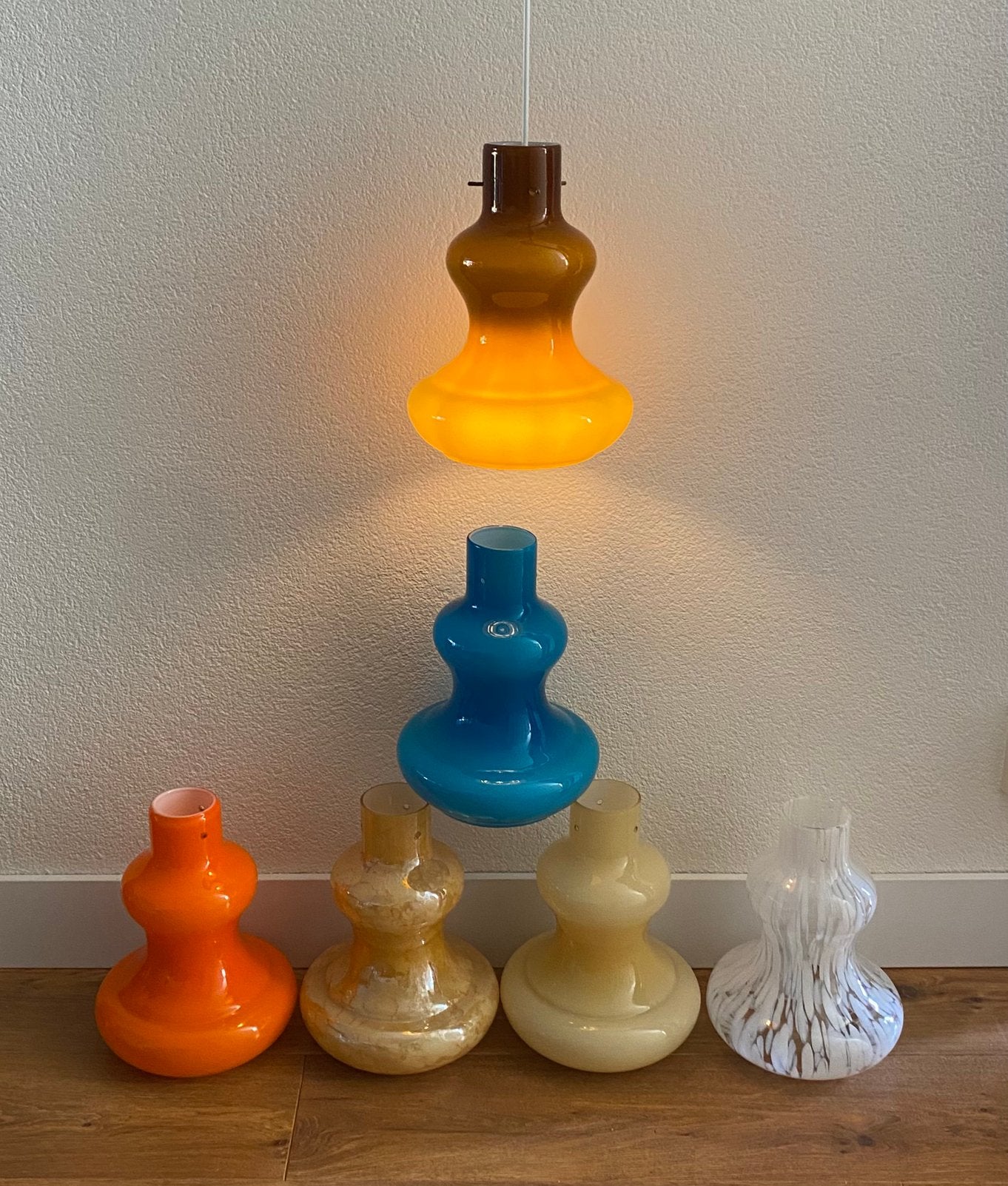 Set vintage Massimo Vignelli hanglampen 70’s, Vistosi, Ophalen of Verzenden, Nvt, Nvt