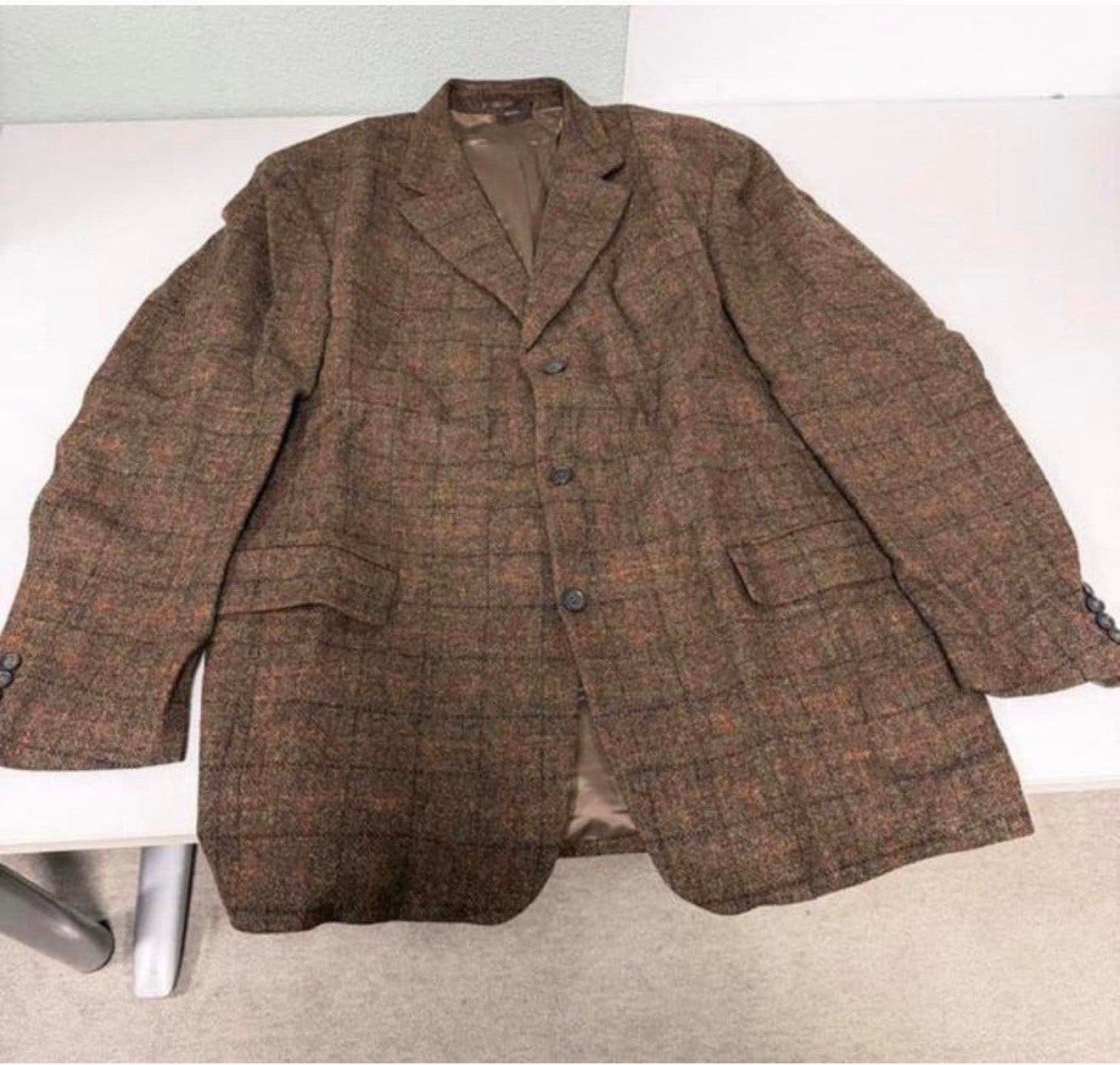 Vintage Harris Tweed Heren Colbert Wol wollen bruin Maat XL, P, Bruin, P, P