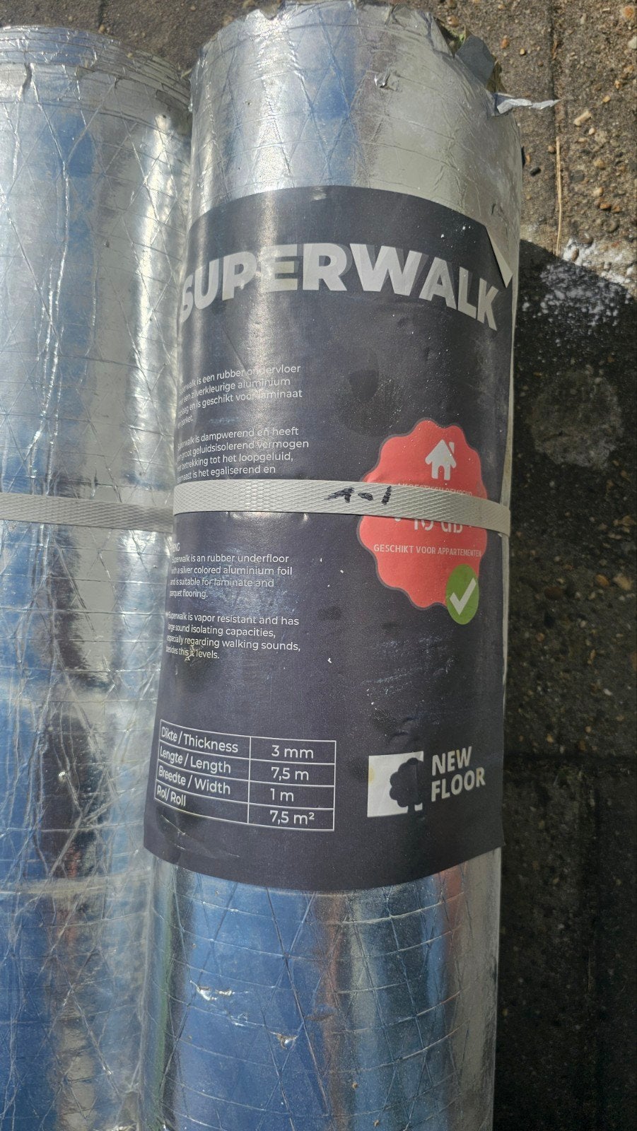 2 rollen rubber Superwalk ondervloer new floor 7,5 m² per ro, Overige materialen, 30 cm of meer, 50 tot 150 cm, Overige typen