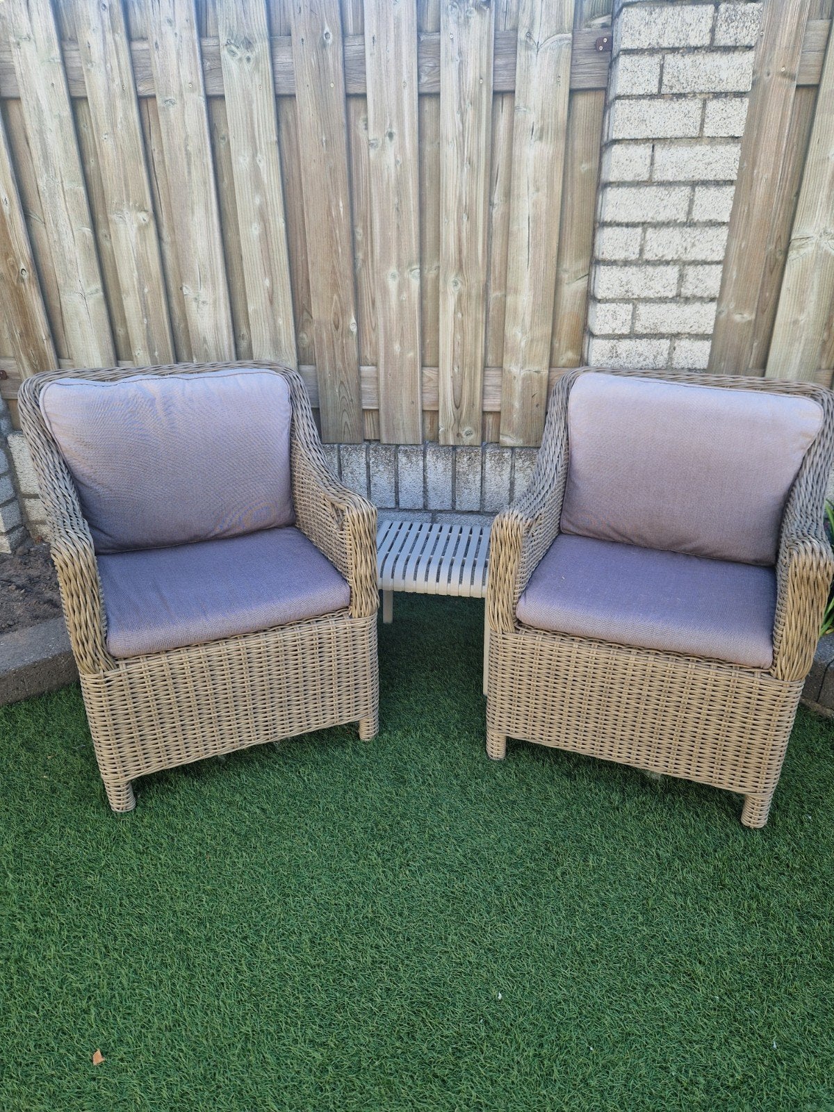 Comfortabele tuinstoelen met kussens, Ophalen, Gebruikt, Wicker