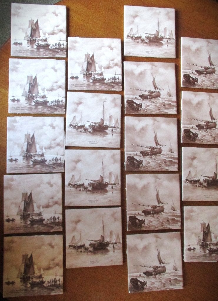 Tegels Humik schilderij afbeeldingen~Sepia~Katwijk~dn Helder, Gebruikt, Minder dan 20 cm, Minder dan 5 m², Wandtegels