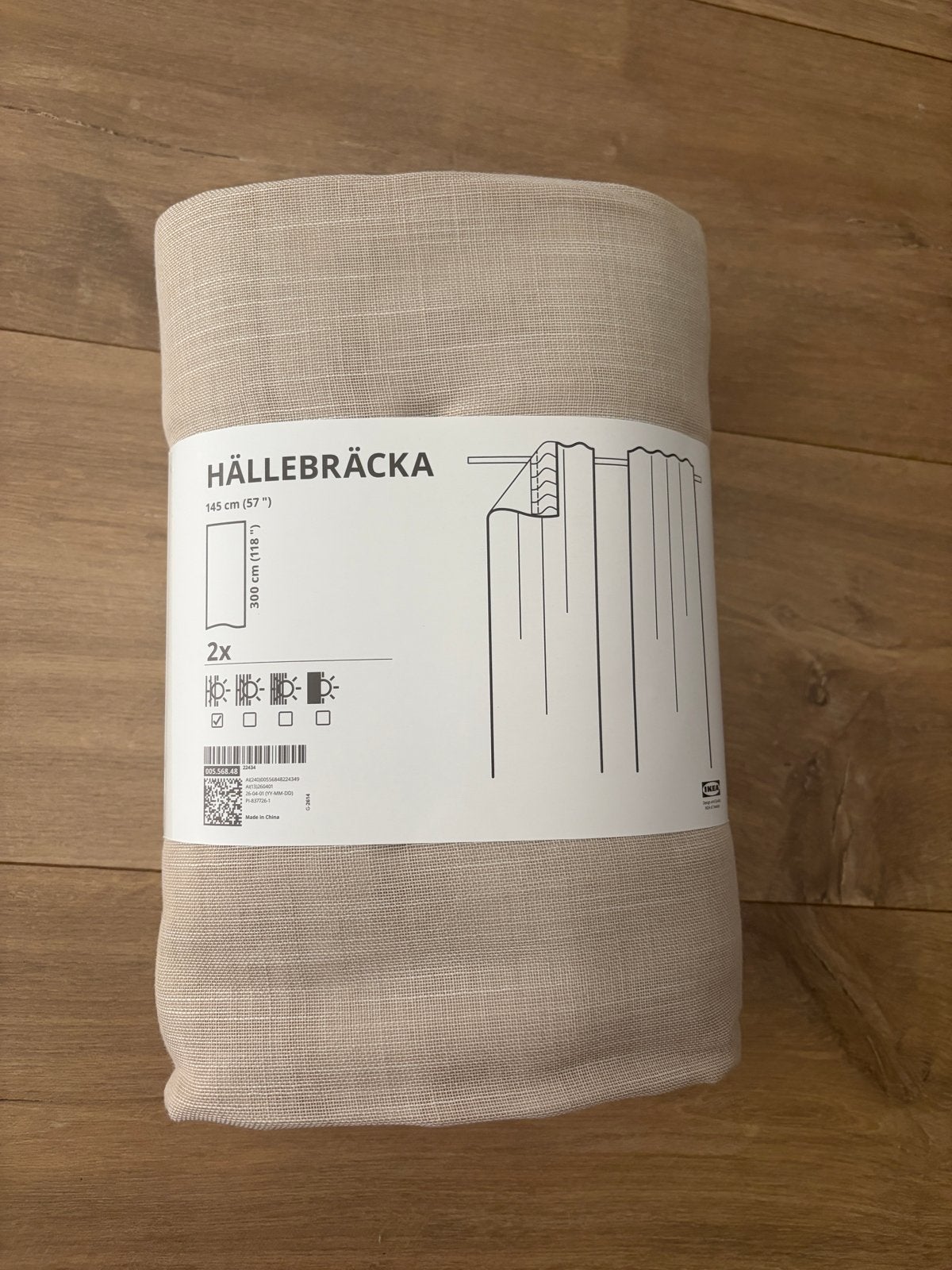 IKEA HÄLLEBRÄCKA Gordijnen 145x300 cm - Nieuw, Huis en Inrichting, Ophalen, Beige, Nieuw, Lichtdoorlatend