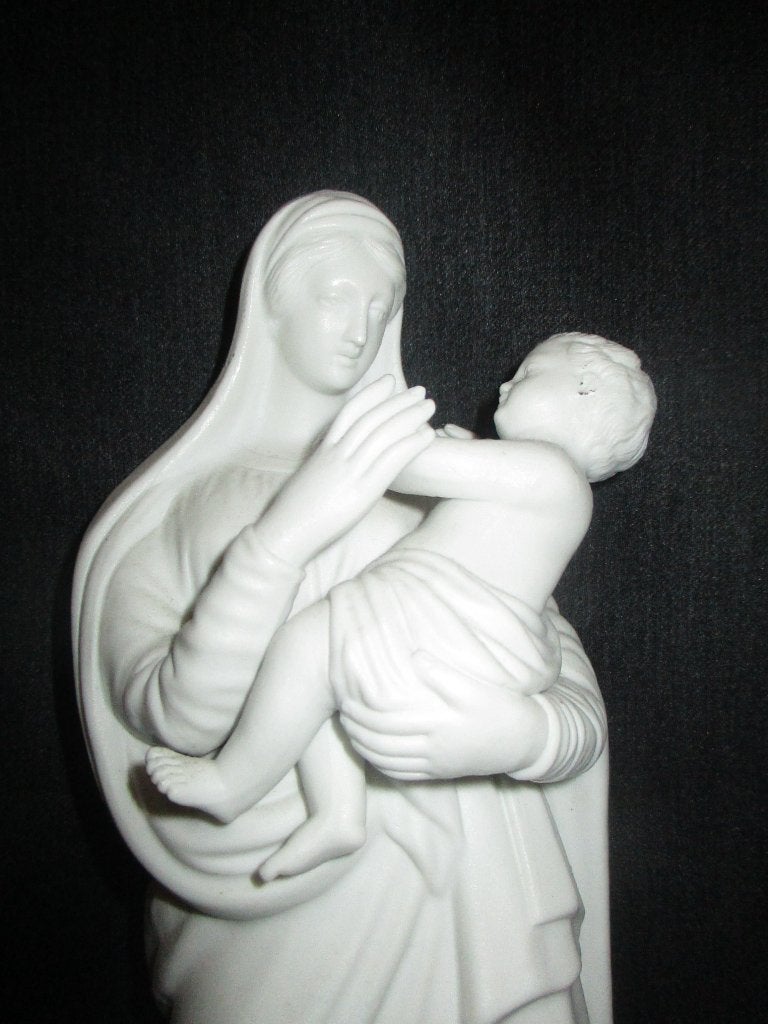 Antiek Mariabeeld met Kindje Jezus, Antiek en Kunst, Ophalen of Verzenden