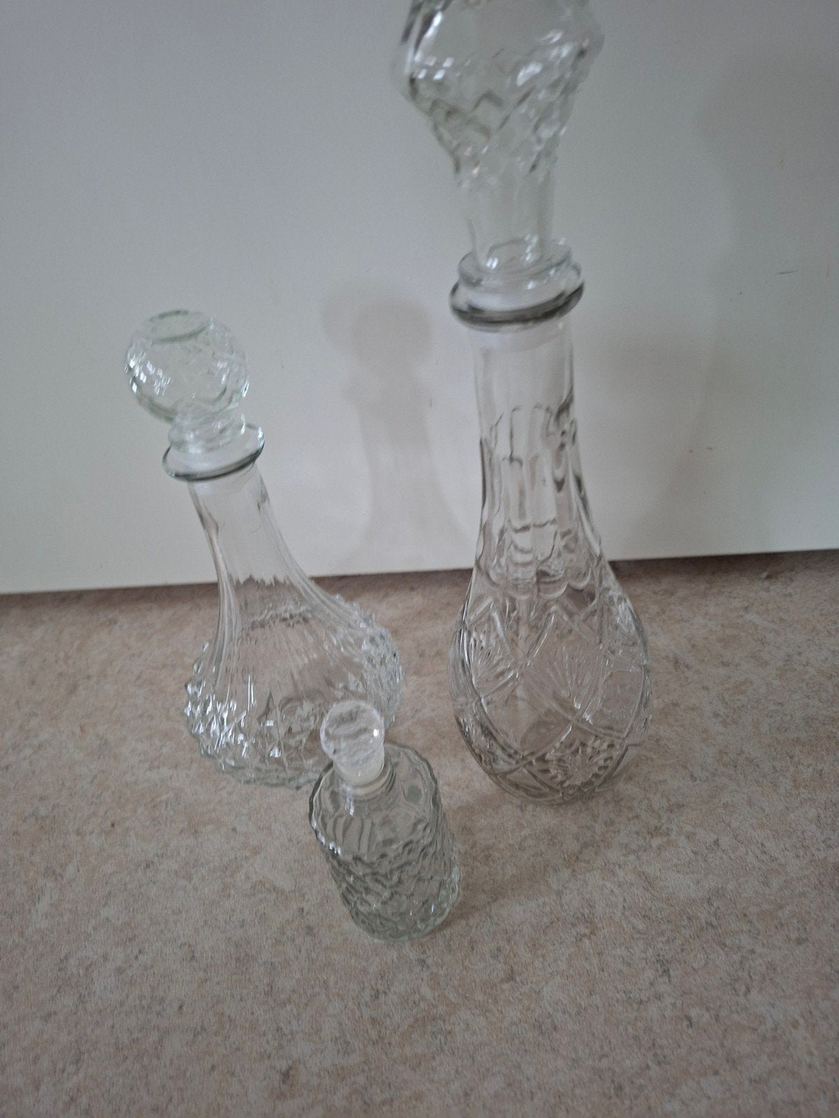 Set van 3 decoratieve glazen flessen/karaffen, Antiek en Kunst, Ophalen of Verzenden