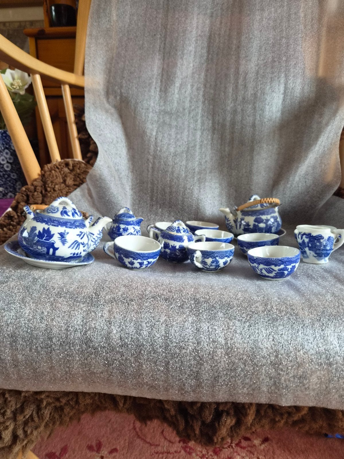 Vintage Blue Willow Poppen-/Kinderservies - Uitgebreide Set, Antiek en Kunst, Antiek | Porselein, Ophalen
