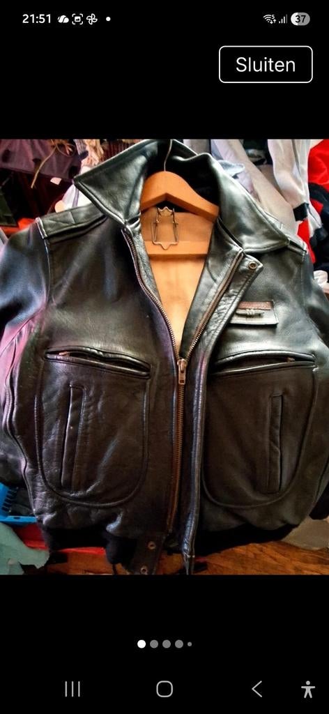 Vintage Leren Vliegerjack - bruin/zwart, Maat L, Heren, Jas | leer, Zie foto, Ophalen of Verzenden