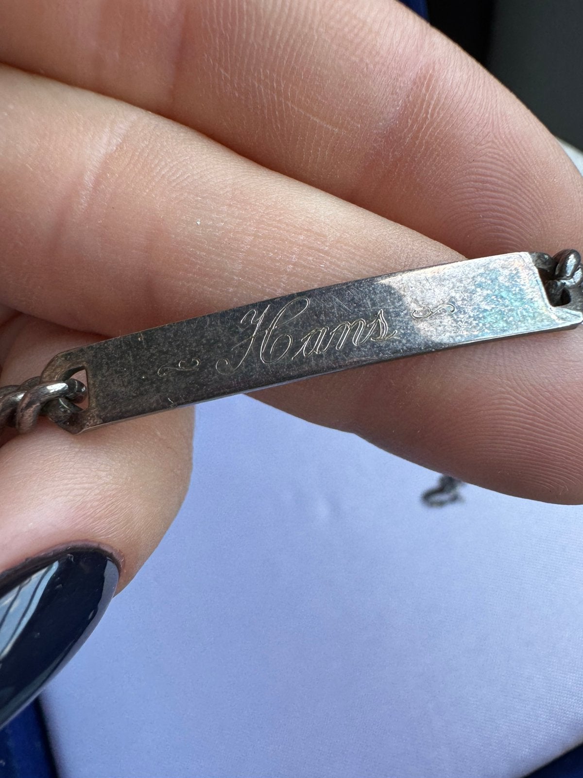 Silver bracelet for a child, featuring a name Hans, Verzenden, Zilver