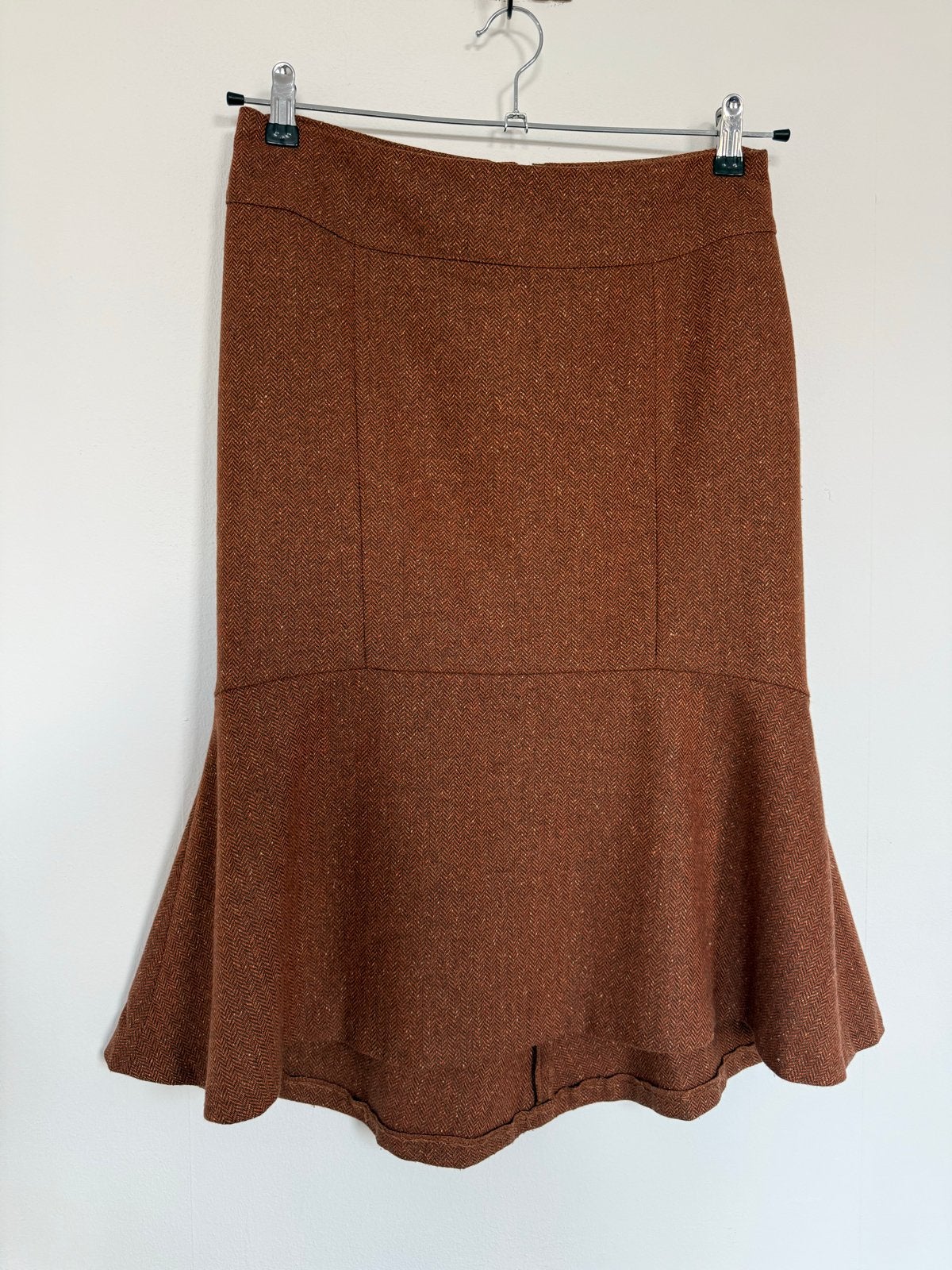 H&M wollen rok met visgraatpatroon - Zo goed als nieuw, Kleding | Dames, Maat 38/40 (M), Bruin, Ophalen of Verzenden, Zo goed als nieuw