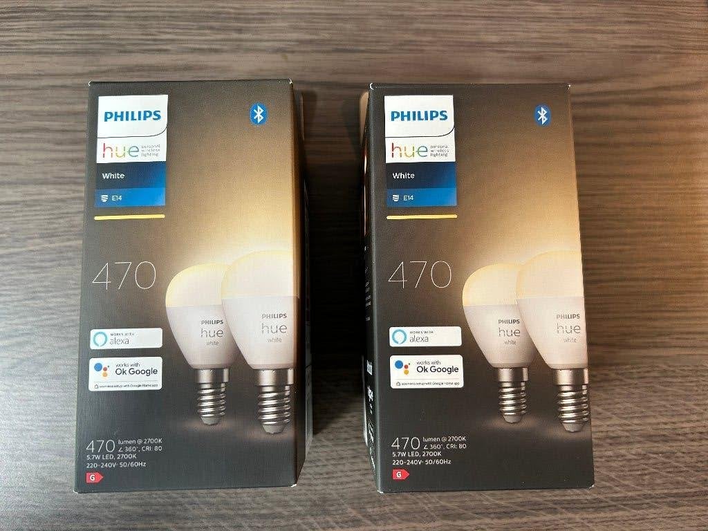 2 x Philips HUE lampen 2 x E14 Luster, Led-lamp, Philips Hue, Instelbaar wit, E14 (klein)