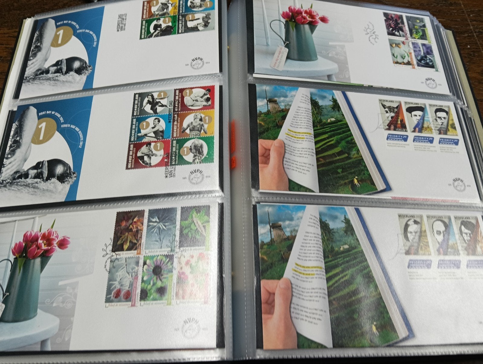 96 moderne fdc in davo album, Ophalen of Verzenden