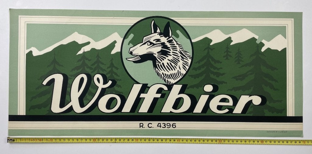 affiche voor Wolf bier, Verzamelen, Biermerken, Ophalen of Verzenden, Zo goed als nieuw, Reclamebord, Plaat of Schild, Overige merken