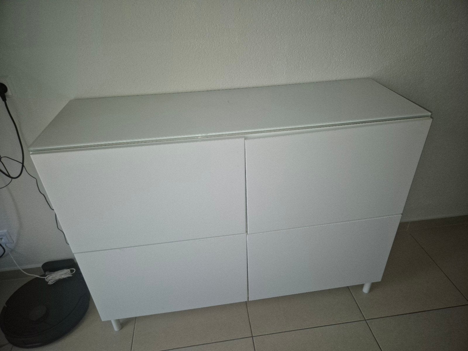 Witte ladekast met 4 lades - Zo goed als nieuw, 100 tot 150 cm, Ophalen of Verzenden, Zo goed als nieuw, 25 tot 50 cm