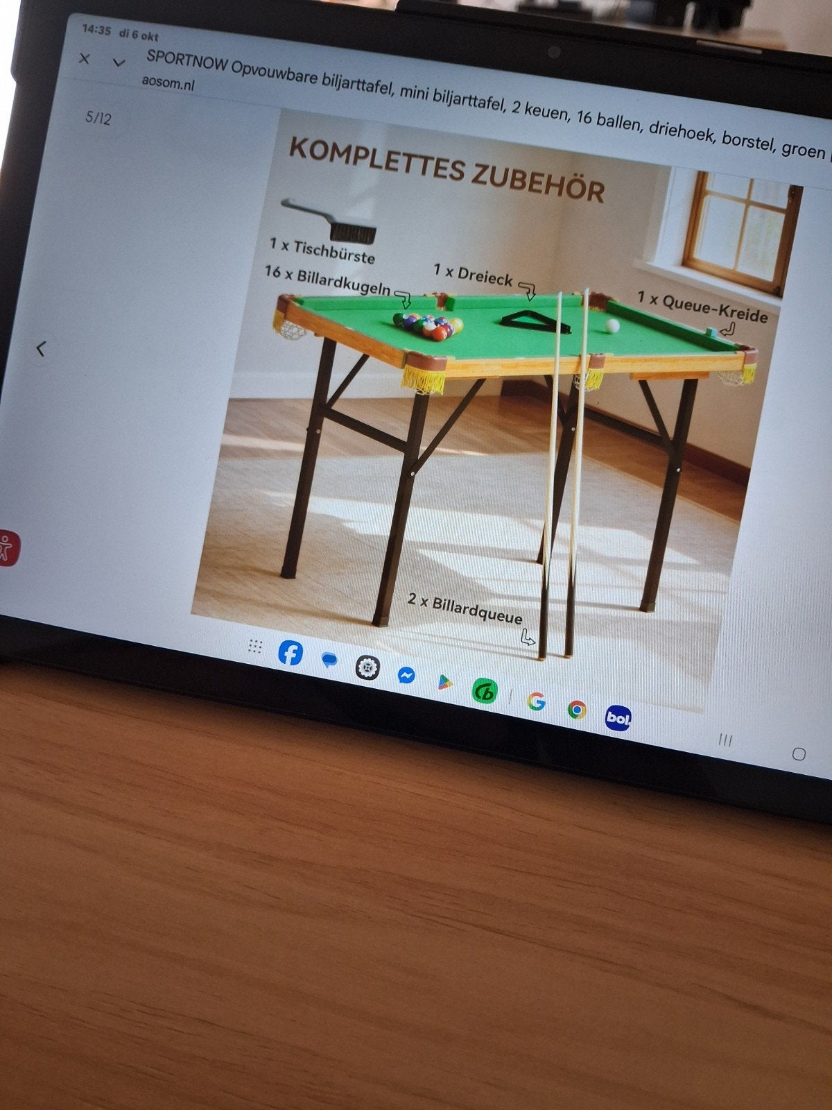SPORTNOW Opvouwbare Biljarttafel - Mini Biljarttafel, Ophalen, Zo goed als nieuw