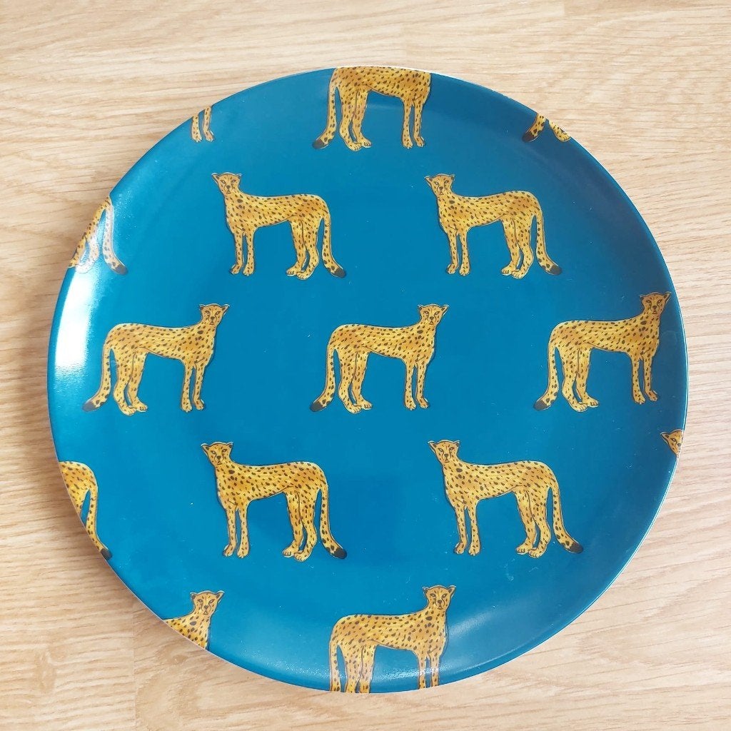Fabienne Chapot Animaux Cuisine Bord Cheetah,donkerblauw d21, Huis en Inrichting, Nieuw, Ophalen of Verzenden, Bord(en), Overige stijlen