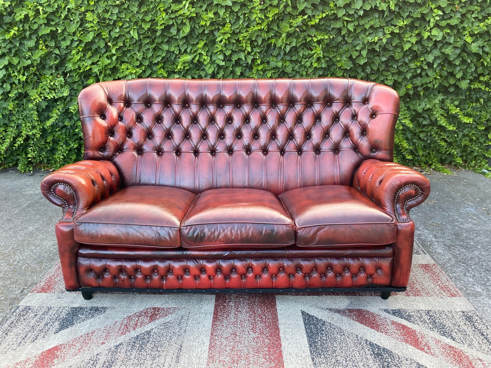 Orginele Engelse leren Chesterfield 3 - zits bank !!!, Huis en Inrichting, Banken | Bankstellen, Ophalen, Gebruikt, 150 tot 200 cm