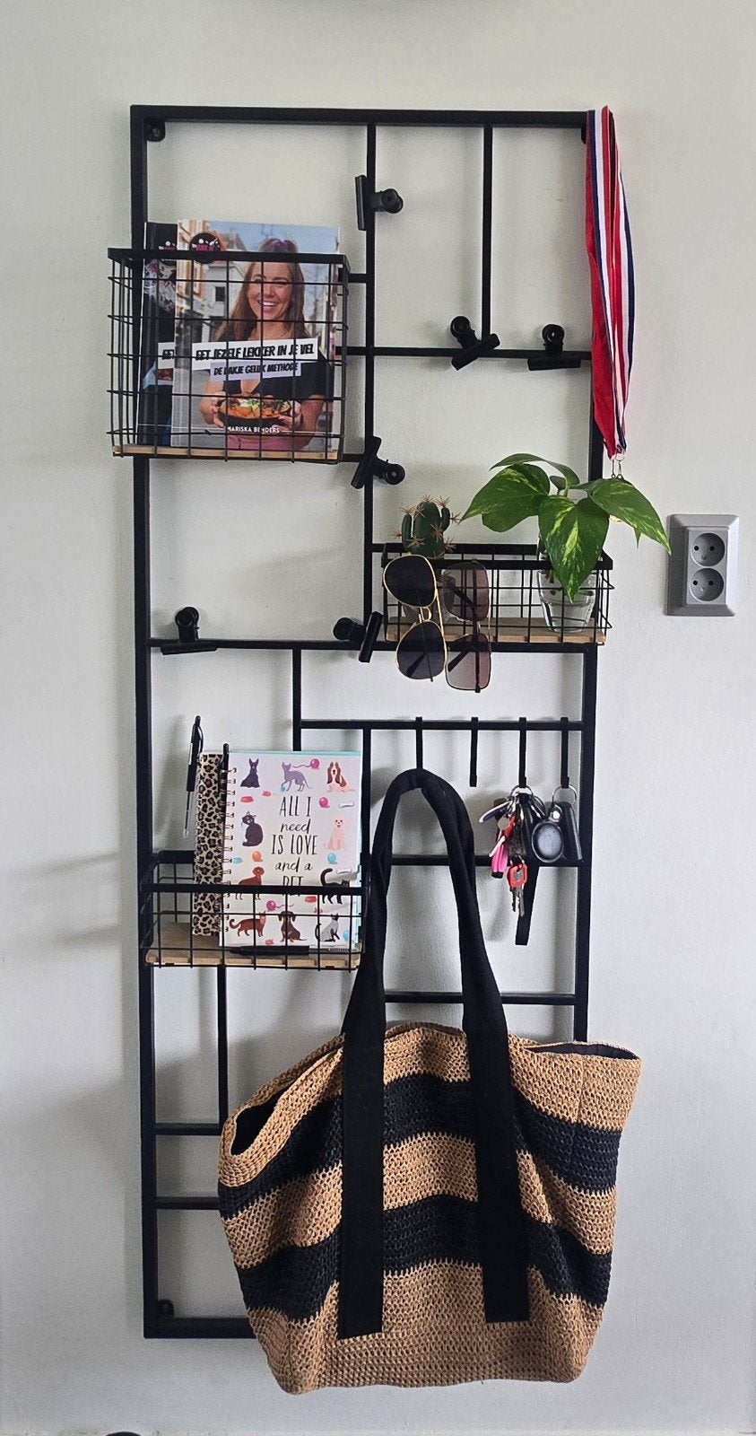 Xenos Wandrek met accessoires - 55x150cm, Ophalen, Metaal, Gebruikt, Zwart
