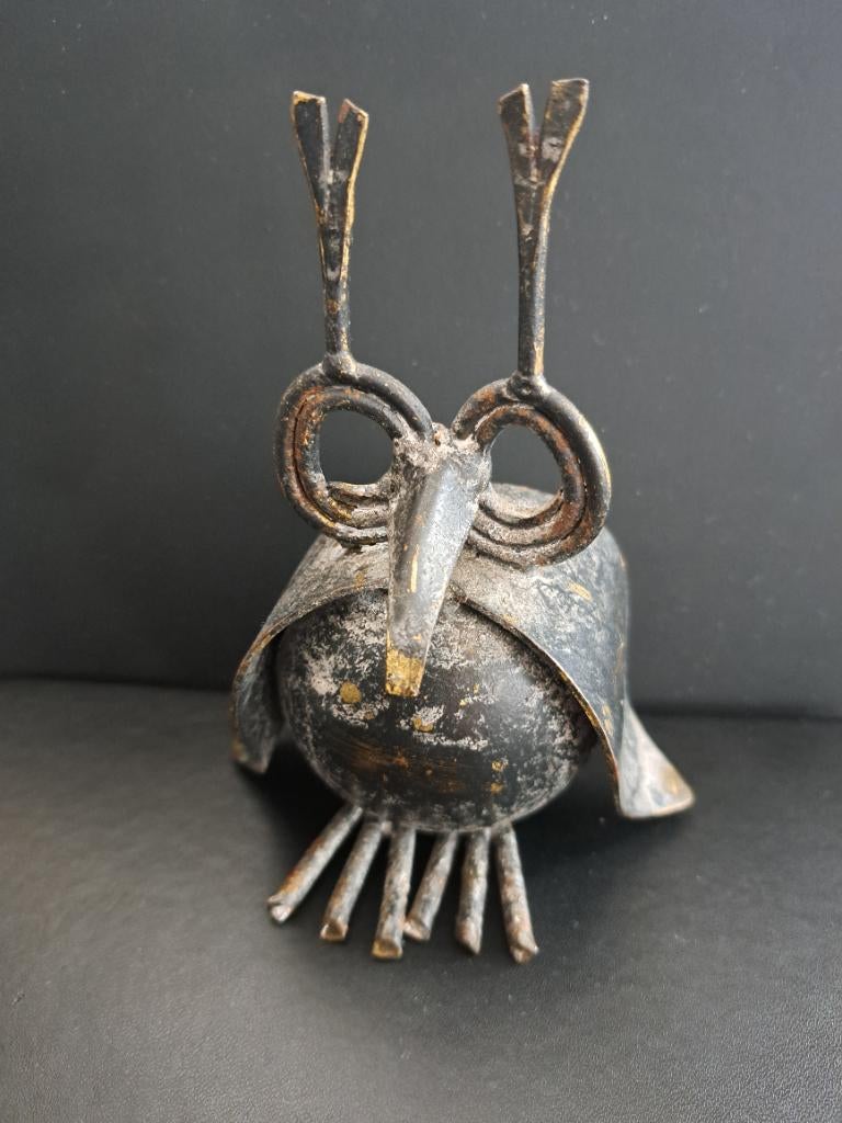 Kunstwerk uil oud ijzer, Verzamelen, Beelden en Beeldjes, Ophalen of Verzenden, Gebruikt, Dier