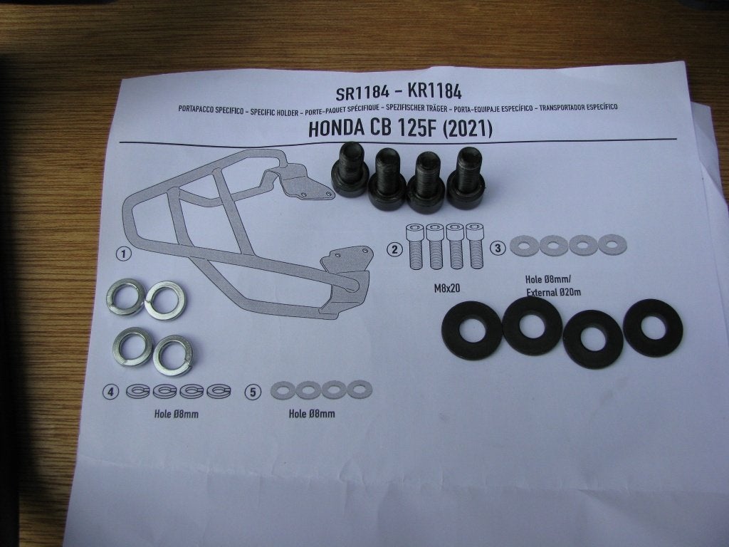 Kofferrek Givi Honda CB125F, Ophalen of Verzenden, Gebruikt
