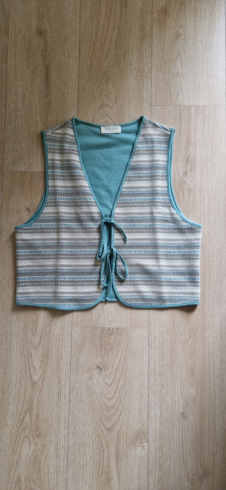 Blauw gestreept giletje merk Revelation maat M NIEUW!!, Kleding | Dames, Bodywarmers, Maat 38/40 (M), Blauw, Nieuw, Ophalen of Verzenden