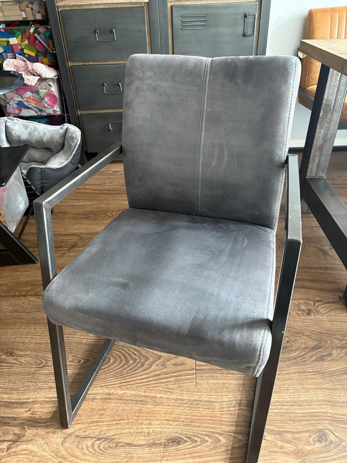 Industriële eetkamerbank en 3 stoelen, 150 tot 200 cm, 75 tot 100 cm, Ophalen of Verzenden, Zo goed als nieuw