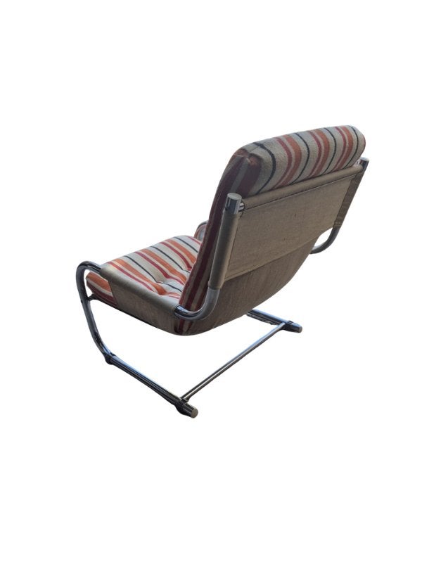Vintage retro fauteuil – chromen buisframe – jaren 70 stijl, Ophalen, Gebruikt, Overige kleuren, Vintage, mid-century modern, retro, jaren 70