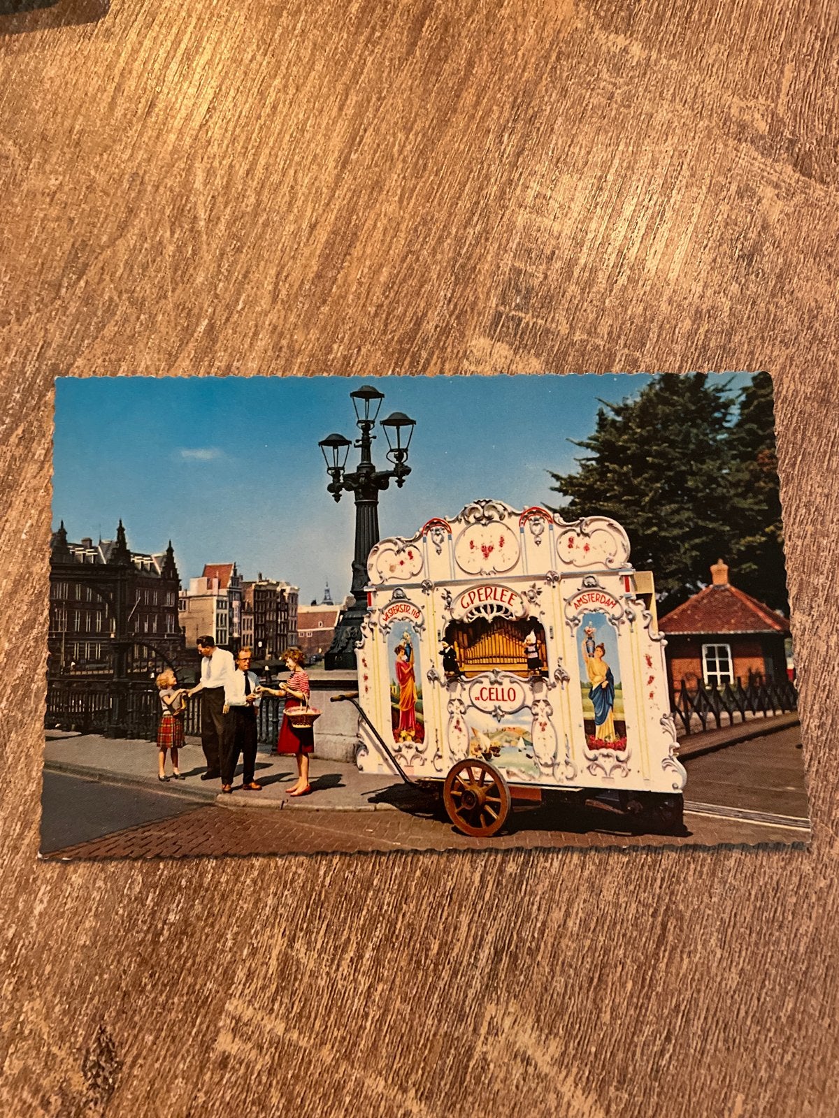 Oude ansichtkaart Amsterdam - Draaiorgel, Verzamelen, Ophalen of Verzenden, 1960 tot 1980, Gelopen