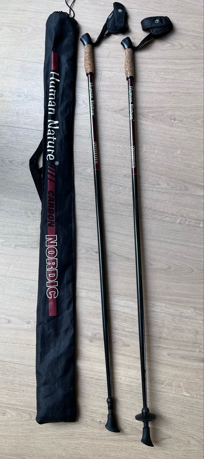 Human Nature Carbon Nordic Walking Stokken 115cm, Sport en Fitness, Ophalen, Gebruikt, Wandelstok
