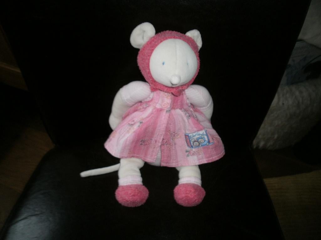 moulin roty muis lila patachom roze muts en voeten gebloemde, Kinderen en Baby's, Muis, Wasbaar, Ophalen of Verzenden, Zo goed als nieuw