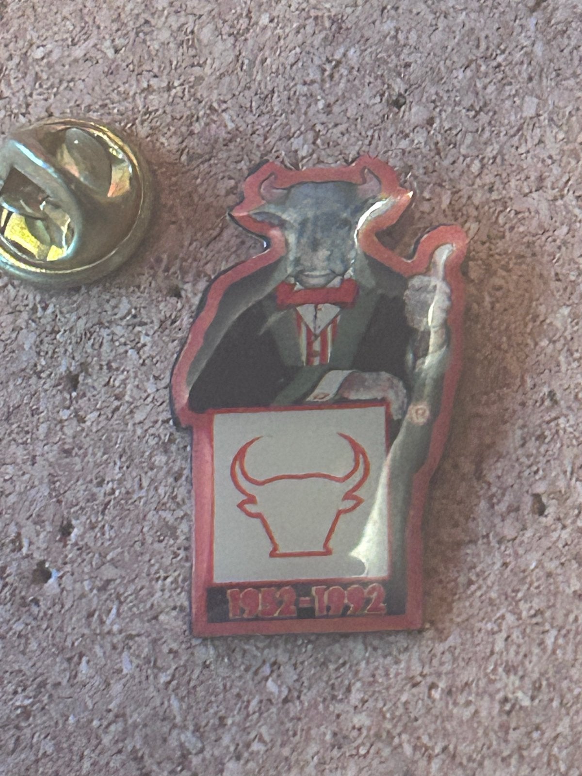 Vintage chicaco bulls Pin - 1982-1992 Jubileum, Ophalen of Verzenden, Gebruikt, Dier of Natuur, Speldje of Pin