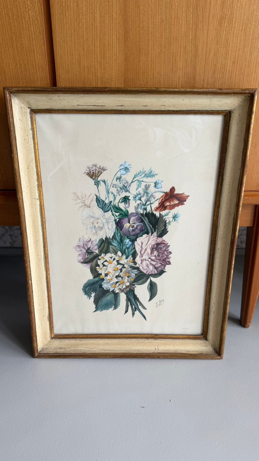 💕 Mooie oude lijst- gekocht bij een brocante / antiekwinkel, Ophalen, Hout, Met afbeelding, Ingelijst werk