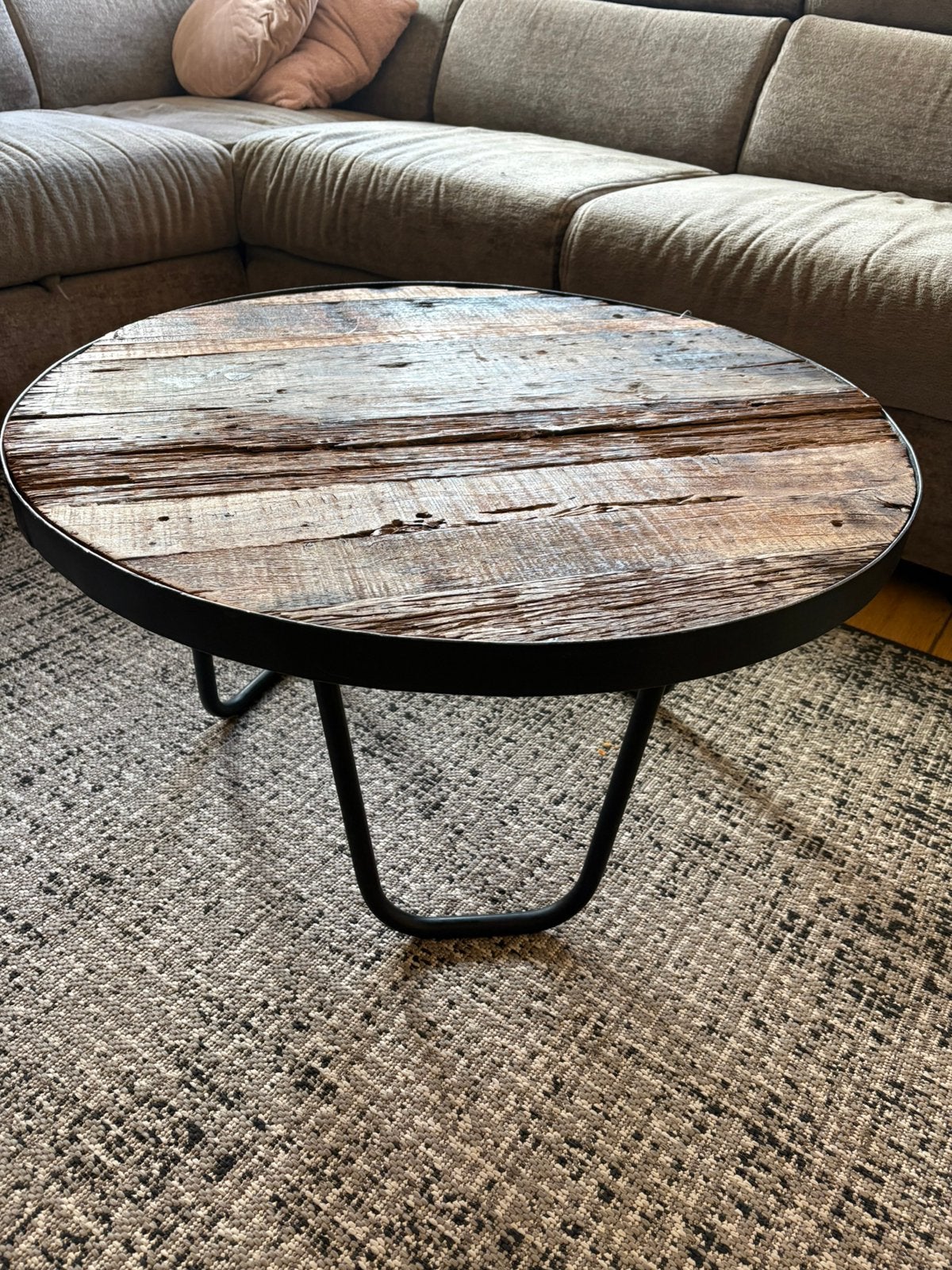 Salontafel hout 75 diameter 40 cm hoog, Ophalen, Gebruikt, 50 tot 100 cm, Rond