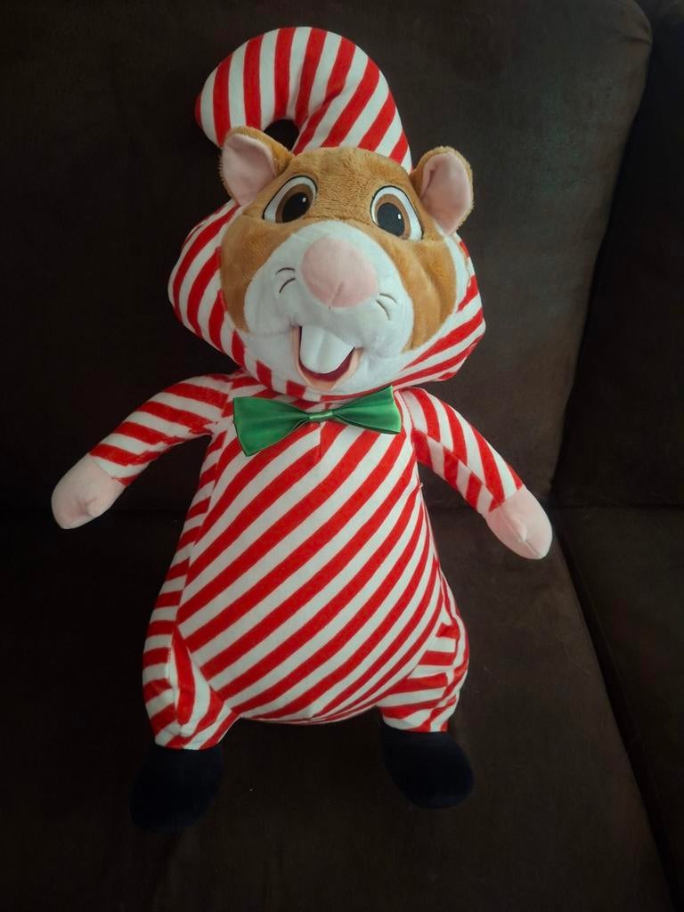 Grote Kerst Hamster Knuffel 50cm - Rood/Wit Gestreep, Hamster, Ophalen of Verzenden, Zo goed als nieuw, Middelgroot (20 tot 80 cm)
