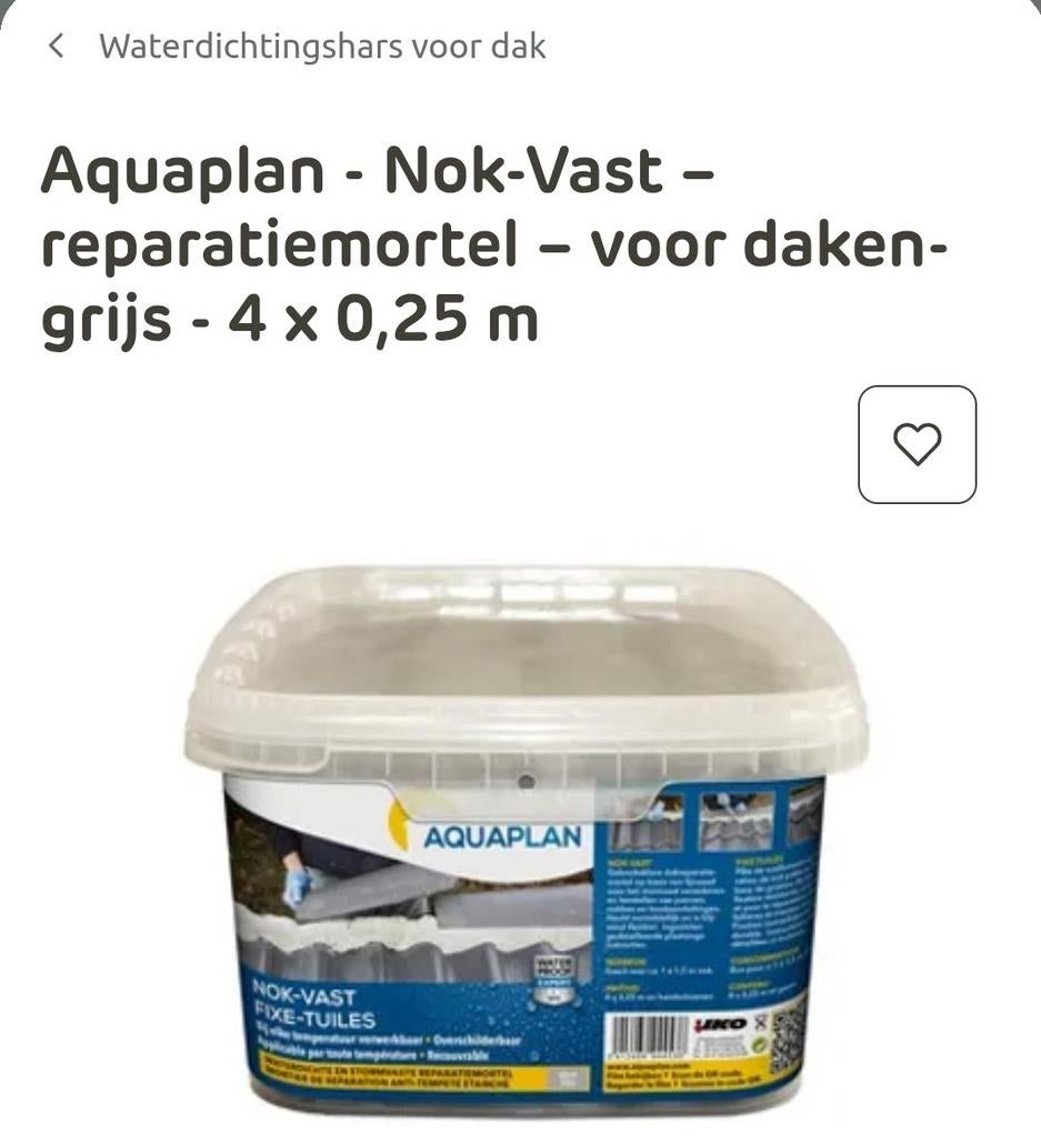 Aquaplan Nok-Vast reparatiemortel grijs 9 stuks, Ophalen, Steen of Klei, Nieuw, 15 m² of meer