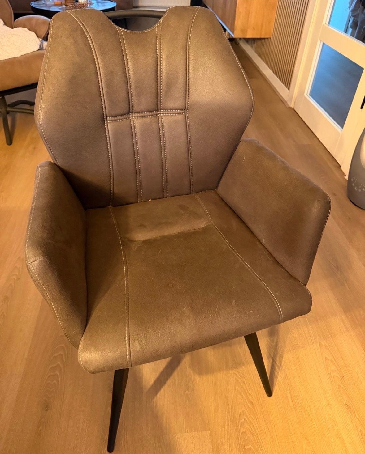 6x eetkamerstoel van mx sofa model puck, Huis en Inrichting, Stoelen, Ophalen, Overige materialen, Bruin, Zo goed als nieuw