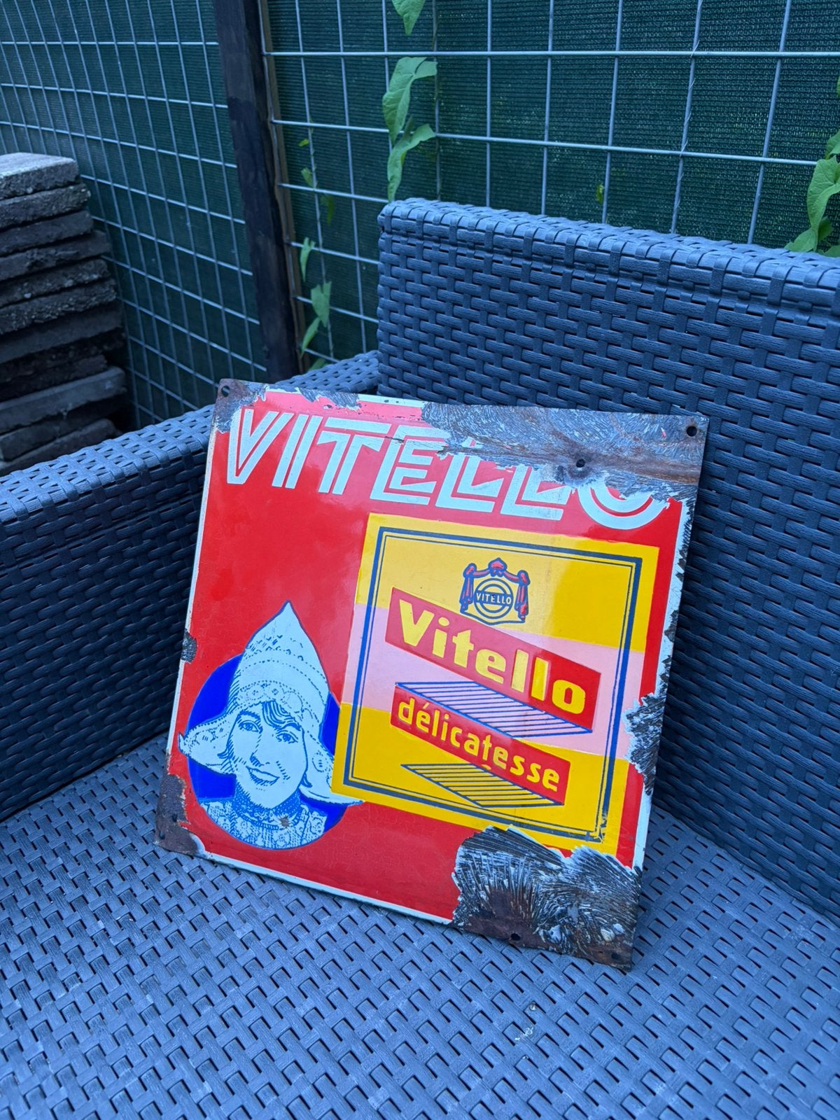 Emaille bord vitello, Ophalen of Verzenden, Gebruikt