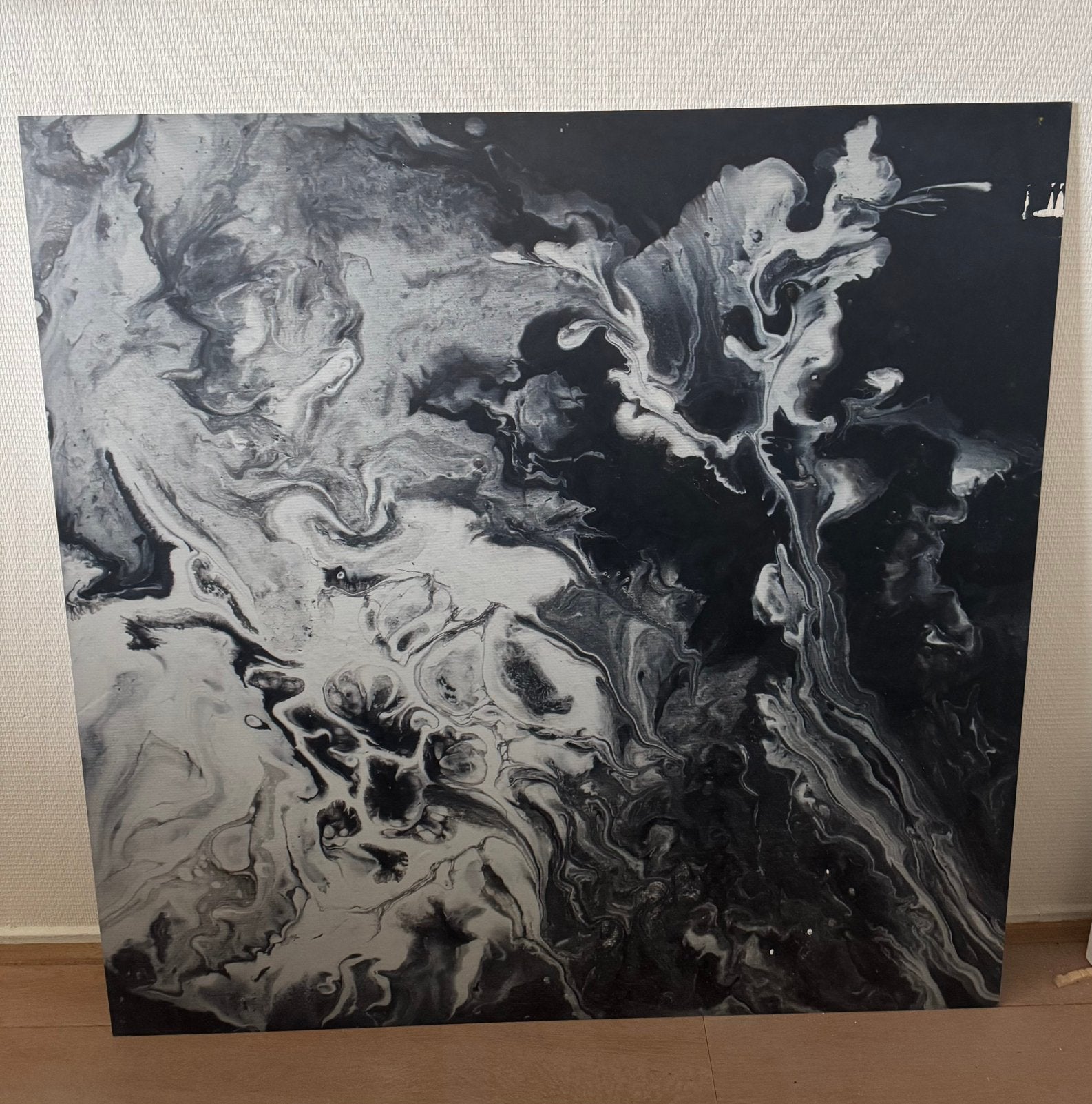 Abstracte schilderij op plexiglas 1 meter bij 1 meter., Ophalen