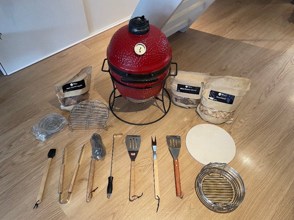 Kamado Joe Junior + veel accessoires!, Ophalen, Zo goed als nieuw, Kamado Joe, Met accessoires