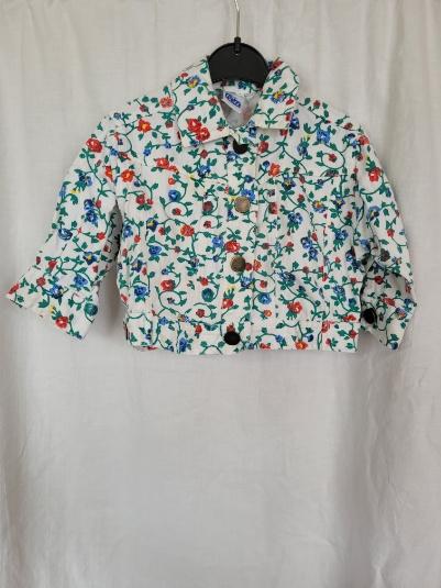 Stoere witte bloemetjes spijker jas mt 68 merk Flock, Meisje, ., Ophalen of Verzenden, Zo goed als nieuw