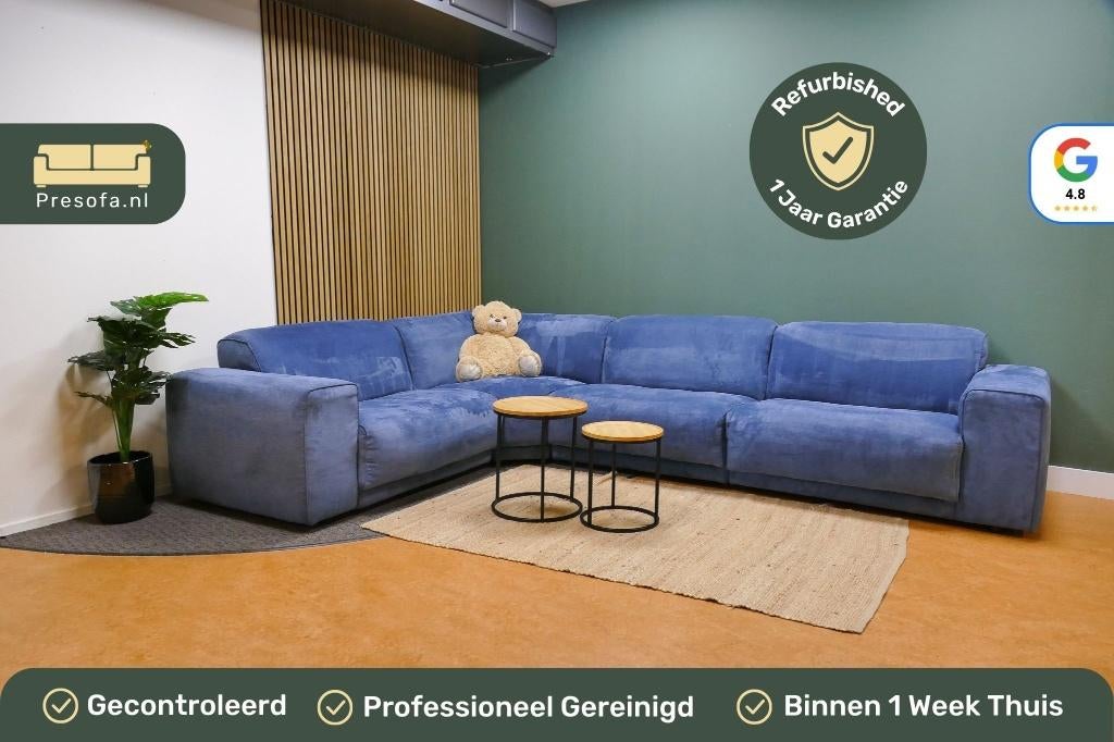 Modulaire Hoekbank Blauw [Refurbished], Huis en Inrichting, Banken | Bankstellen, -, -, Hoekbank, 300 cm of meer