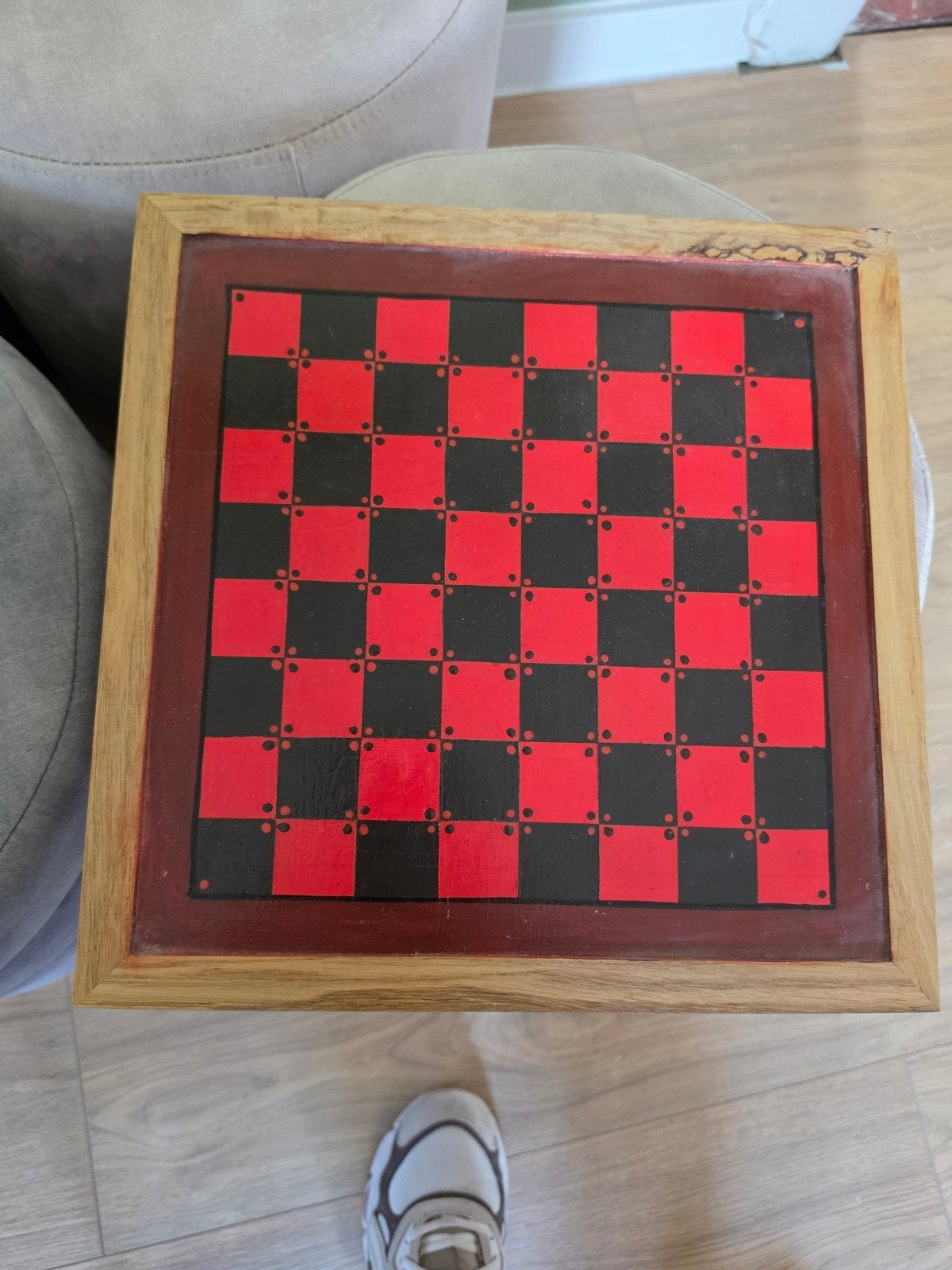 Antiek handgemaakt schaakbord - Jaren '70, Een of twee spelers, Ophalen of Verzenden, Gebruikt