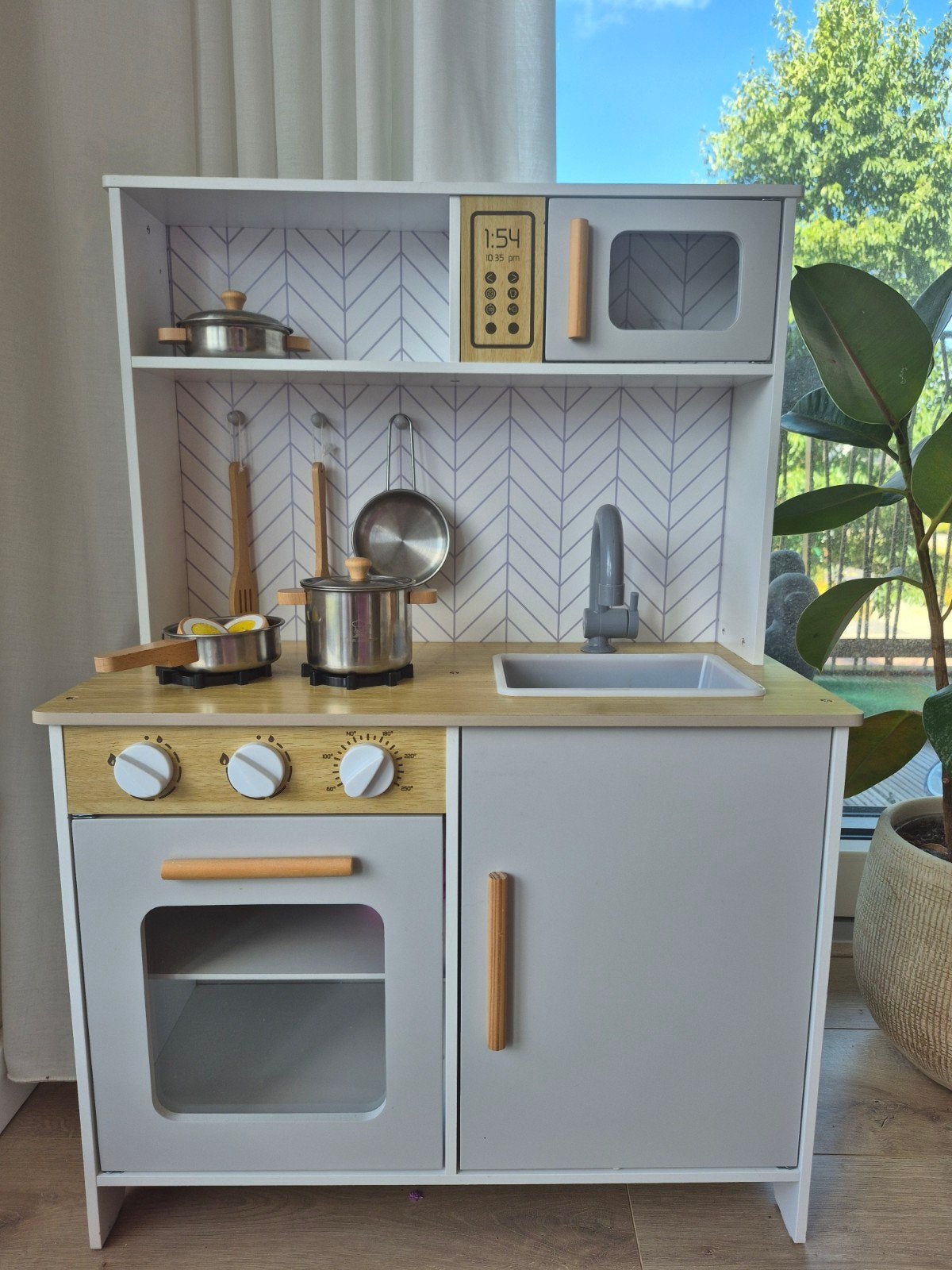 Houten speelkeuken met accessoires, Ophalen, Gebruikt, Hout, Speelkeuken