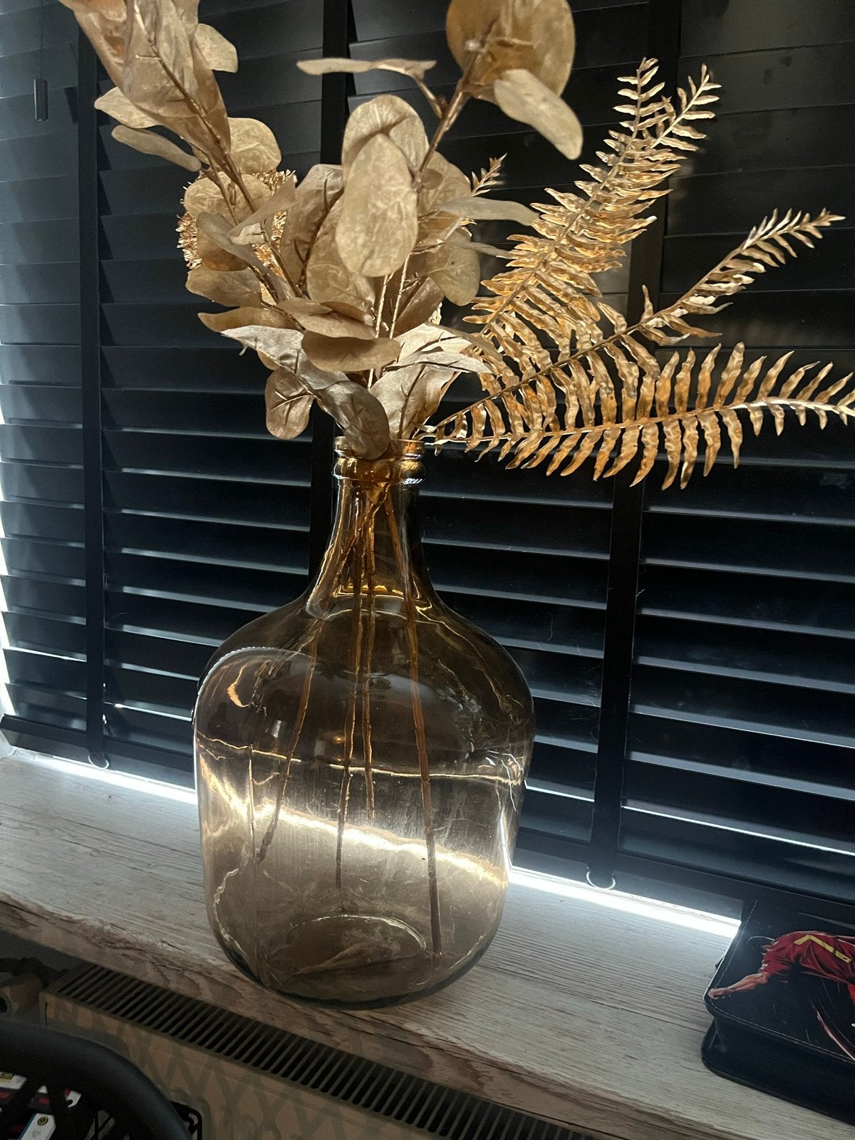 Grote glazen vaas met decoratieve takken, Ophalen, Overige kleuren, 50 tot 75 cm, Glas